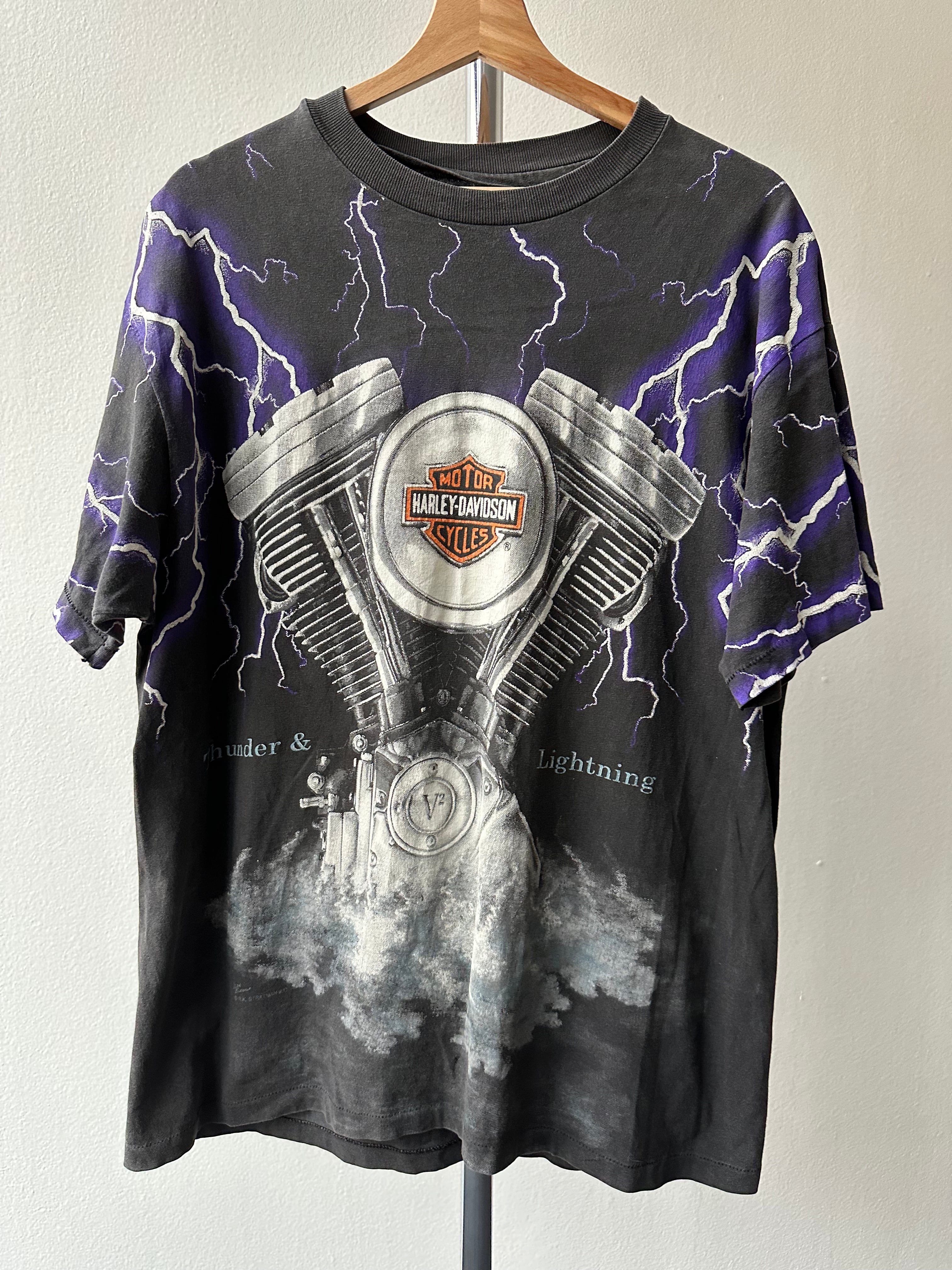 Vintage Harley Davidson 1990s All Over Print T-shirt - size L/XL