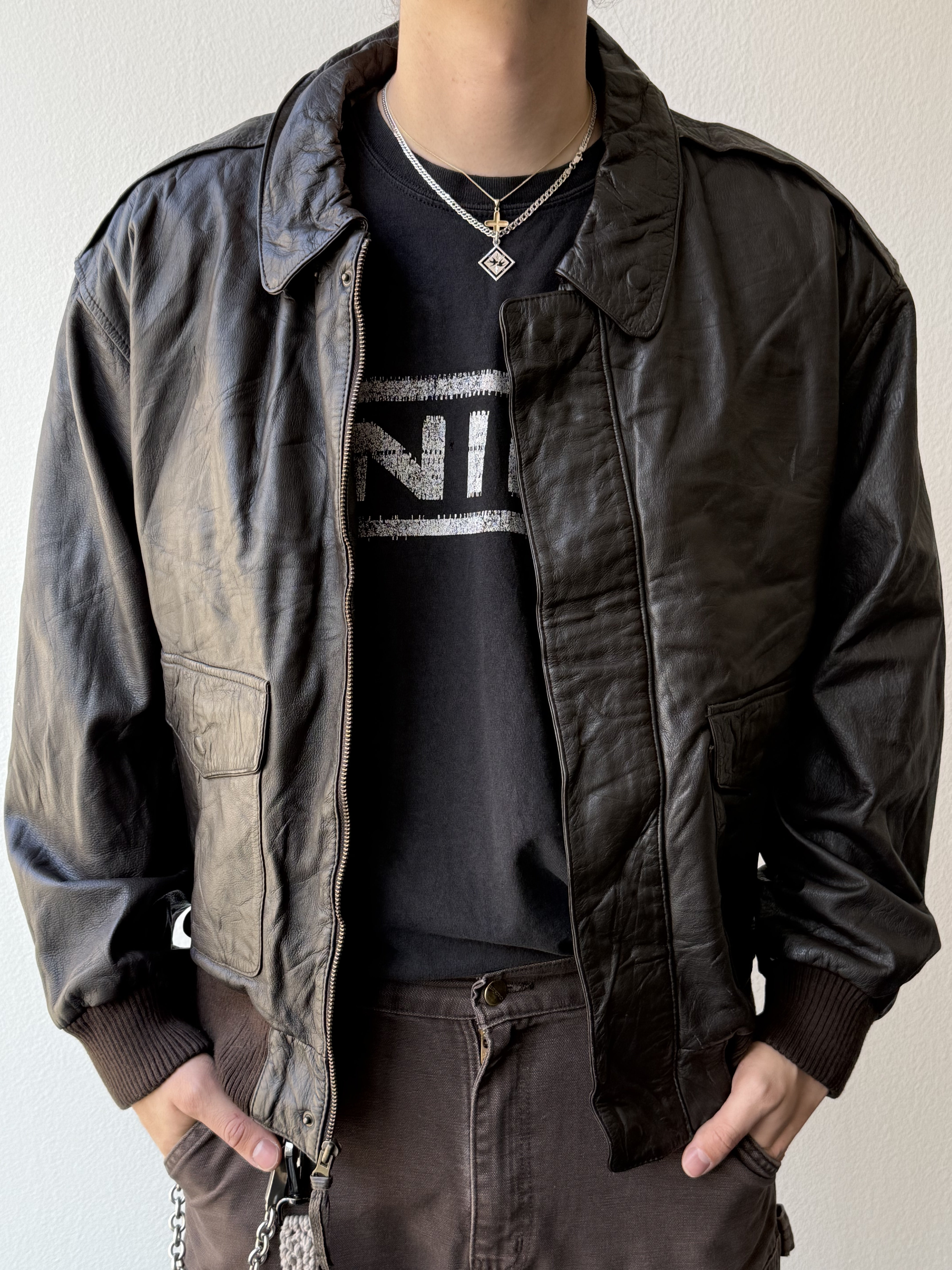 Vintage 1990s "American Born" A-2 Flight Leather Jacket - size XL