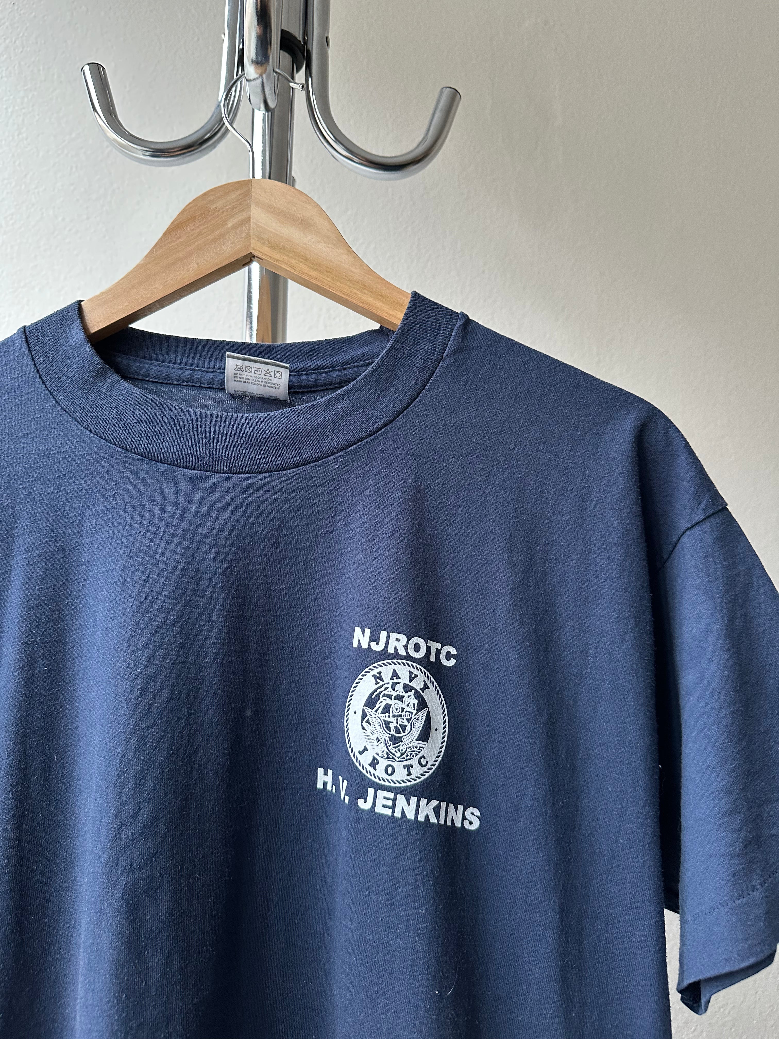 Vintage 1980s Navy "Junior" T-shirt - size L