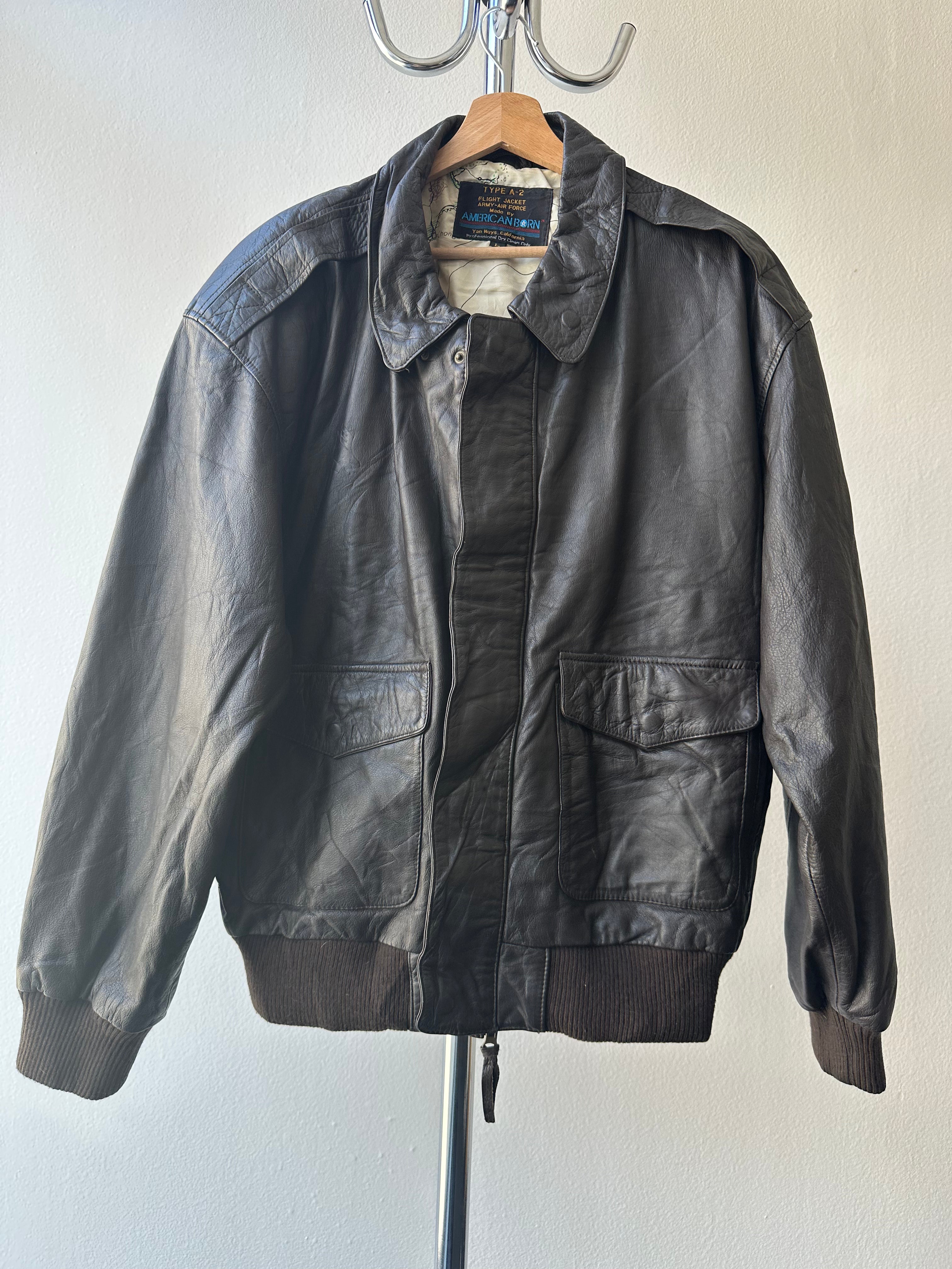 Vintage 1990s "American Born" A-2 Flight Leather Jacket - size XL