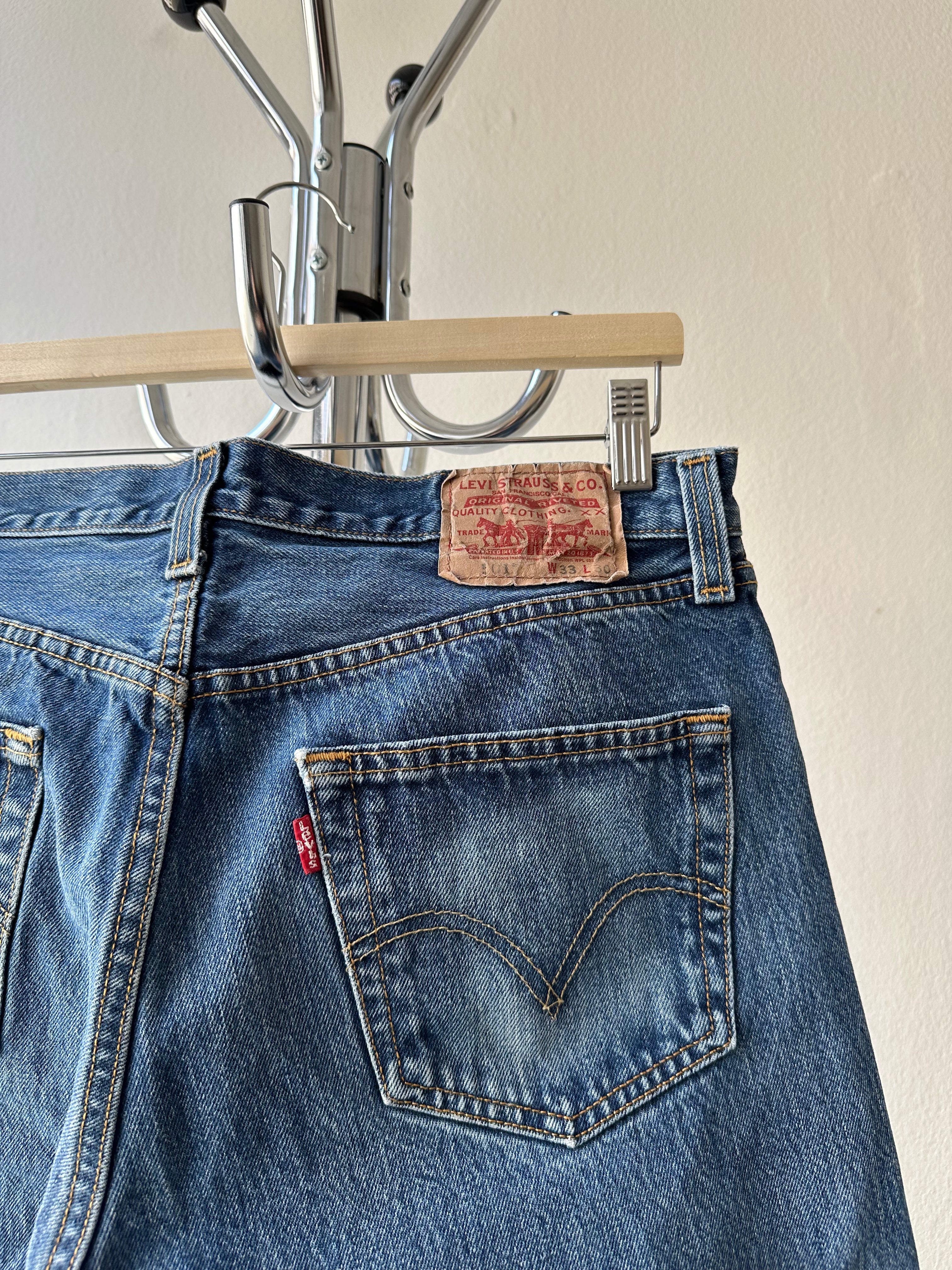 Vintage 1990s Levi's 501 Faded Denim Pants - size 33x30