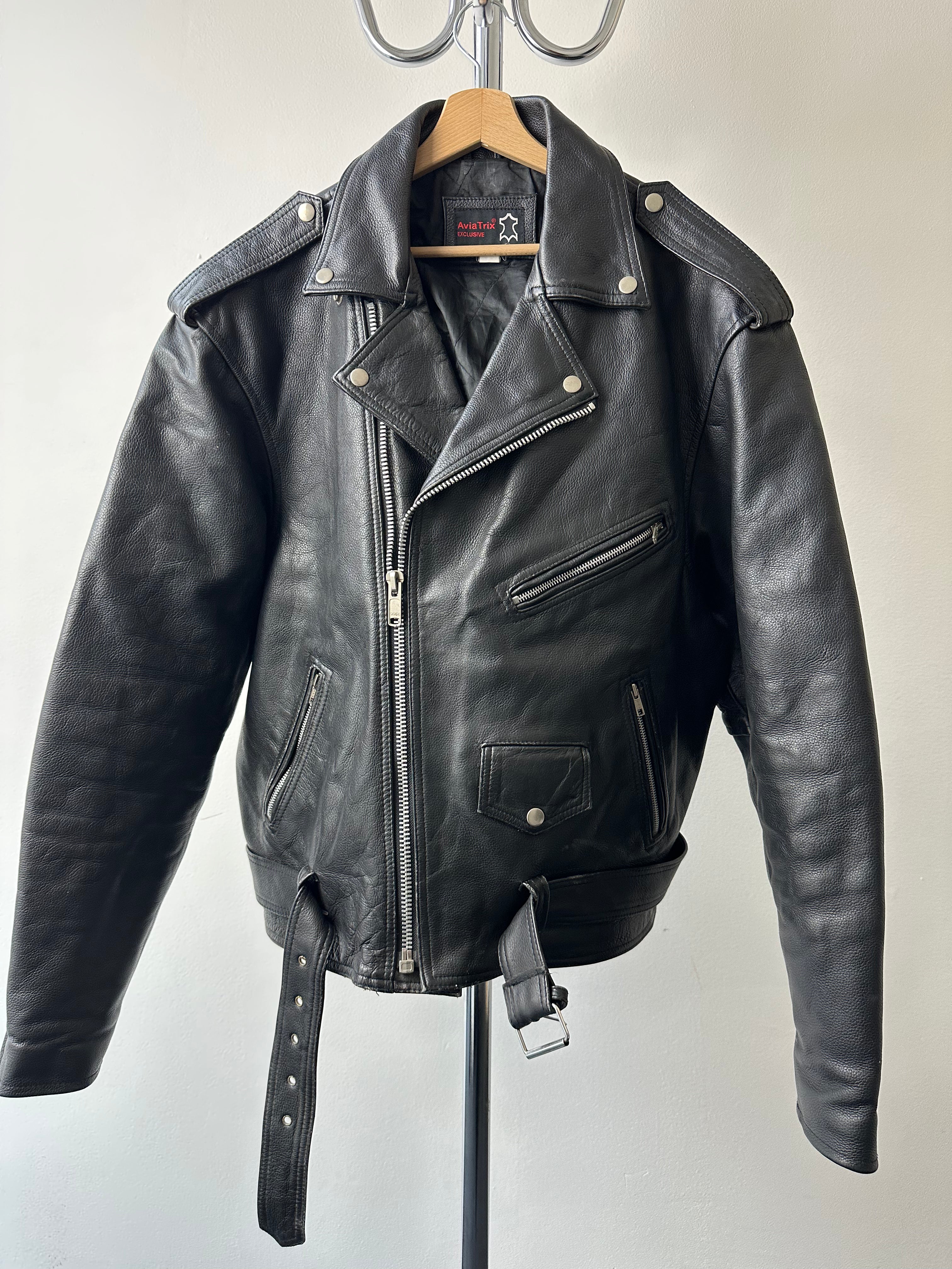 Vintage 1980s/90s Aviatrix Exclusive Brand Leather Biker Jacket - size L
