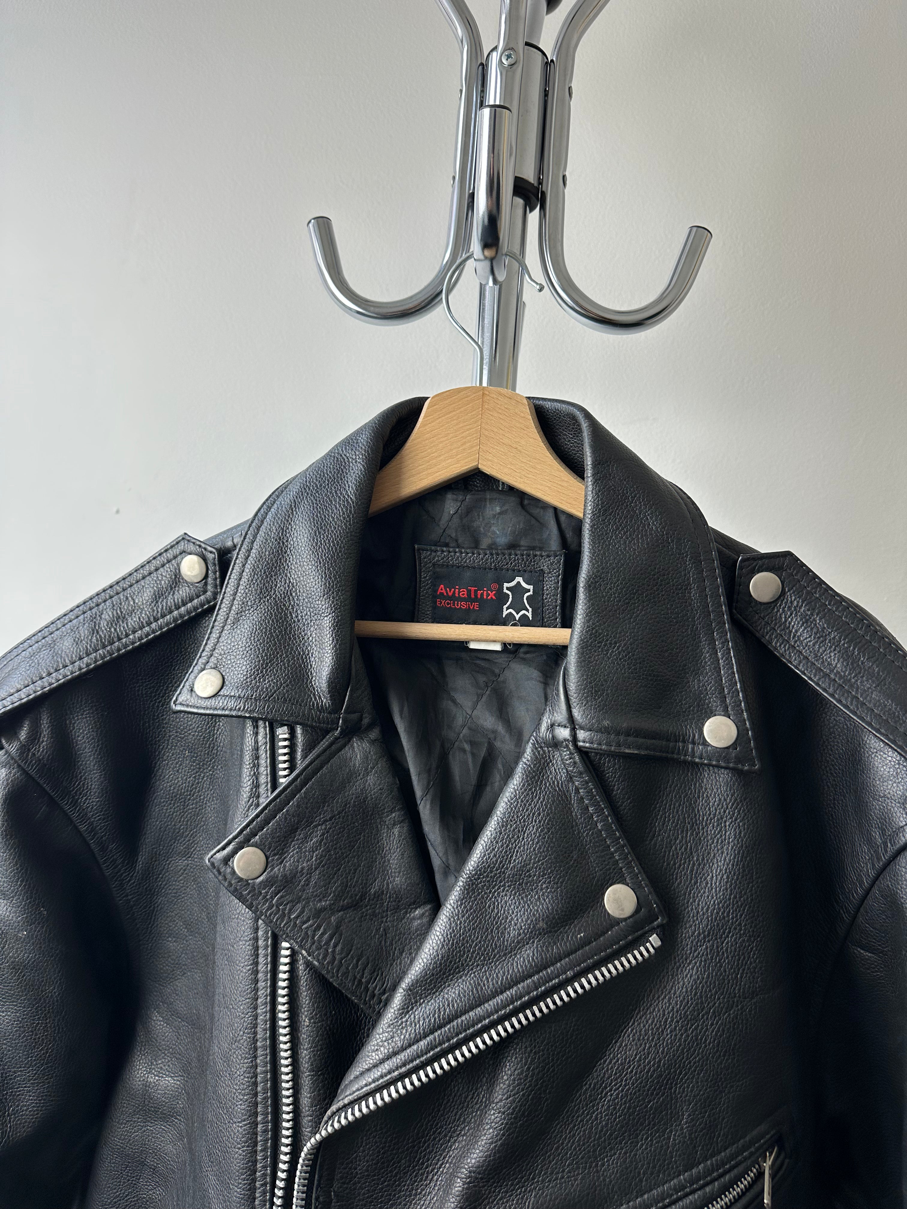 Vintage 1980s/90s Aviatrix Exclusive Brand Leather Biker Jacket - size L