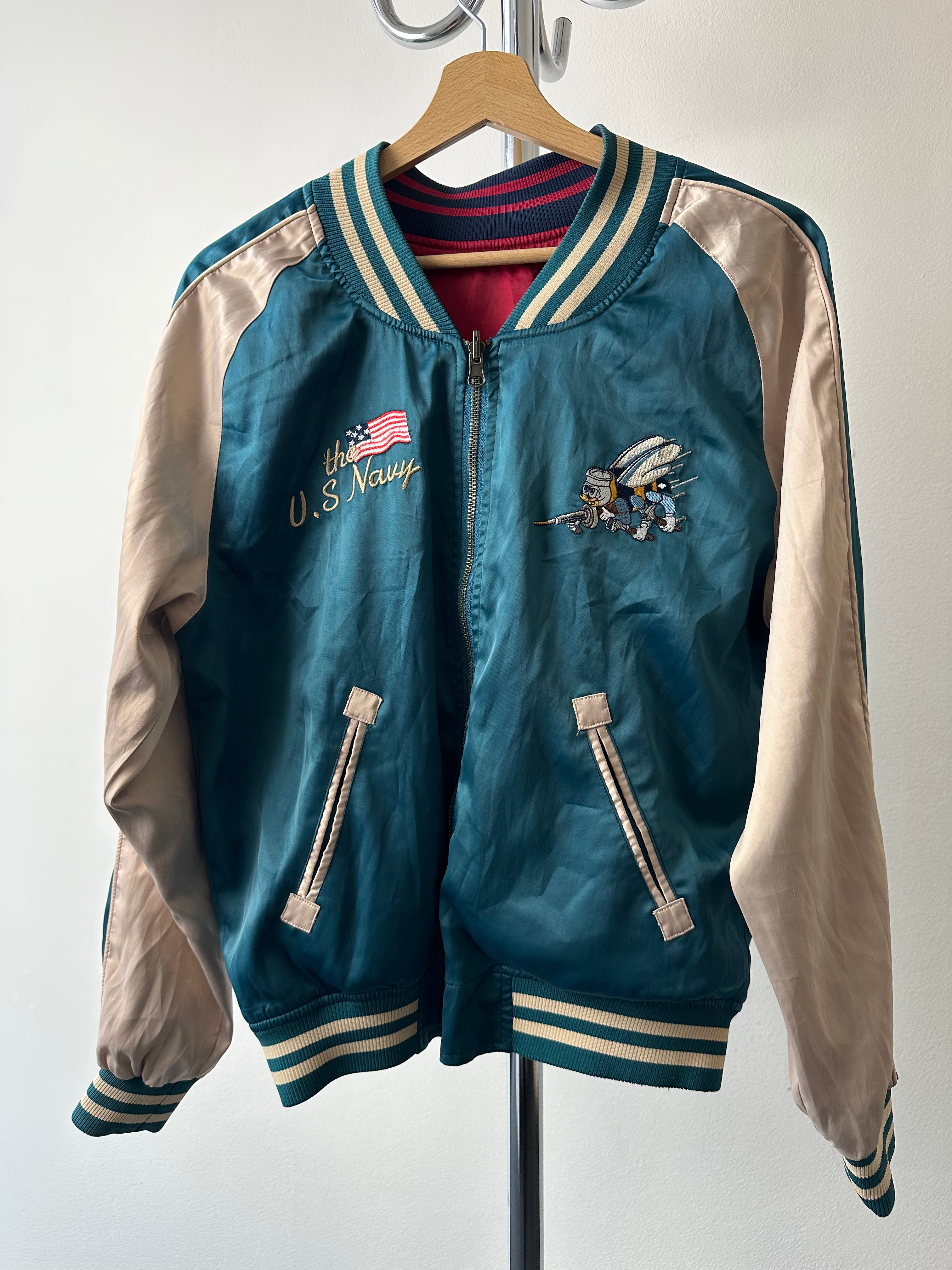 Vintage 1990s Reversible U.S. Navy Seabees Sukajan Japan - size M
