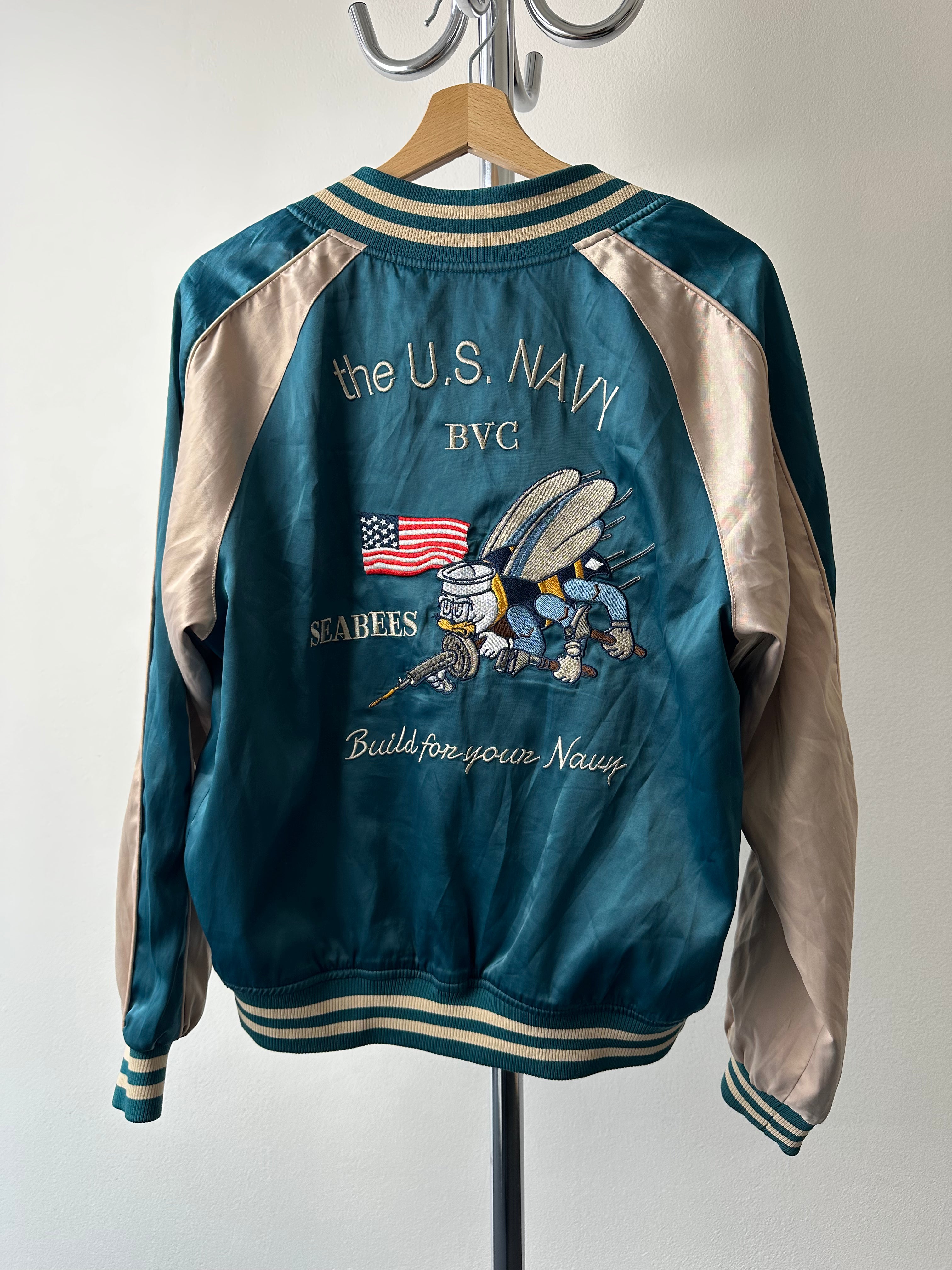 Vintage 1990s Reversible U.S. Navy Seabees Sukajan Japan - size M