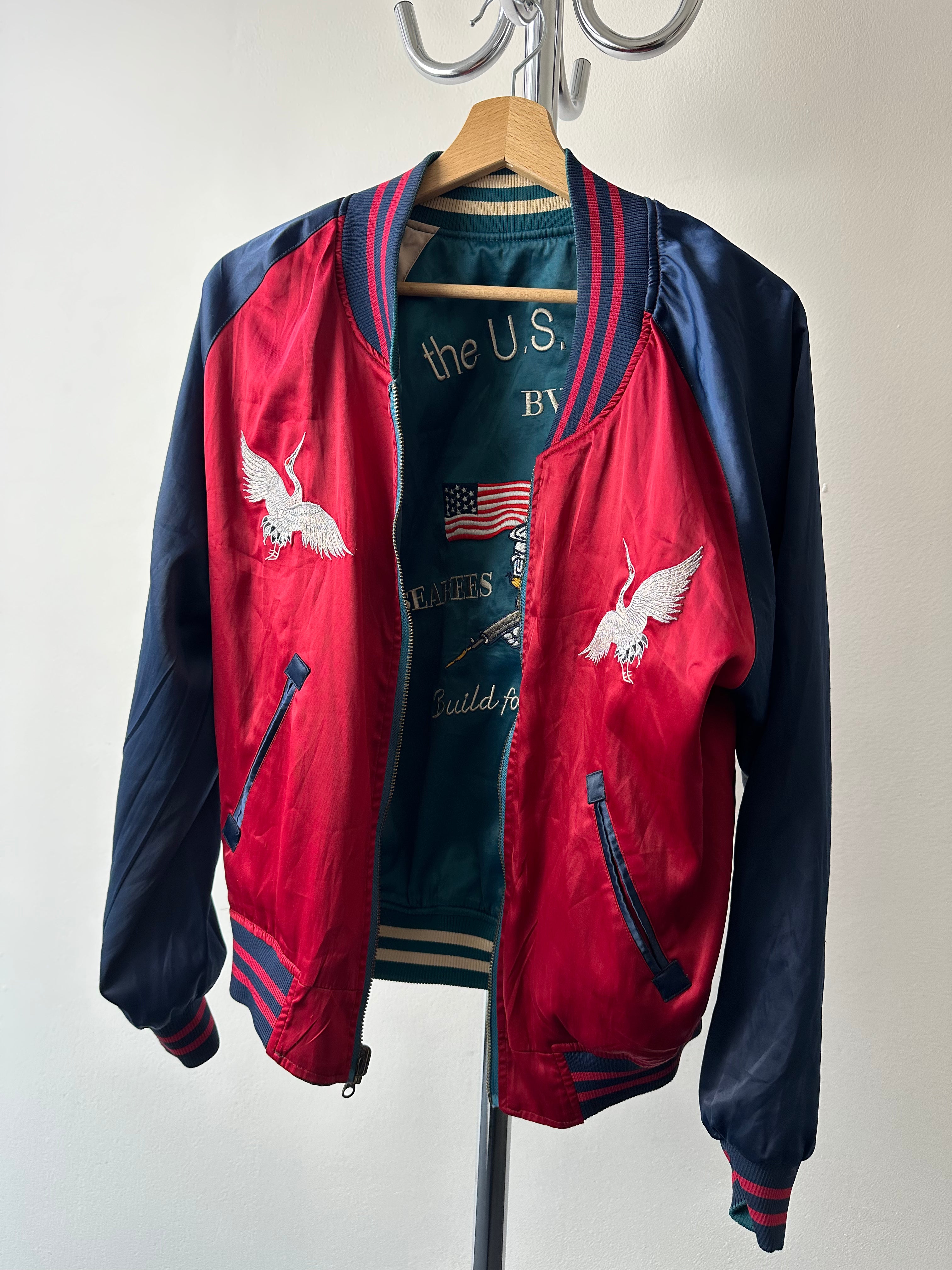 Vintage 1990s Reversible U.S. Navy Seabees Sukajan Japan - size M