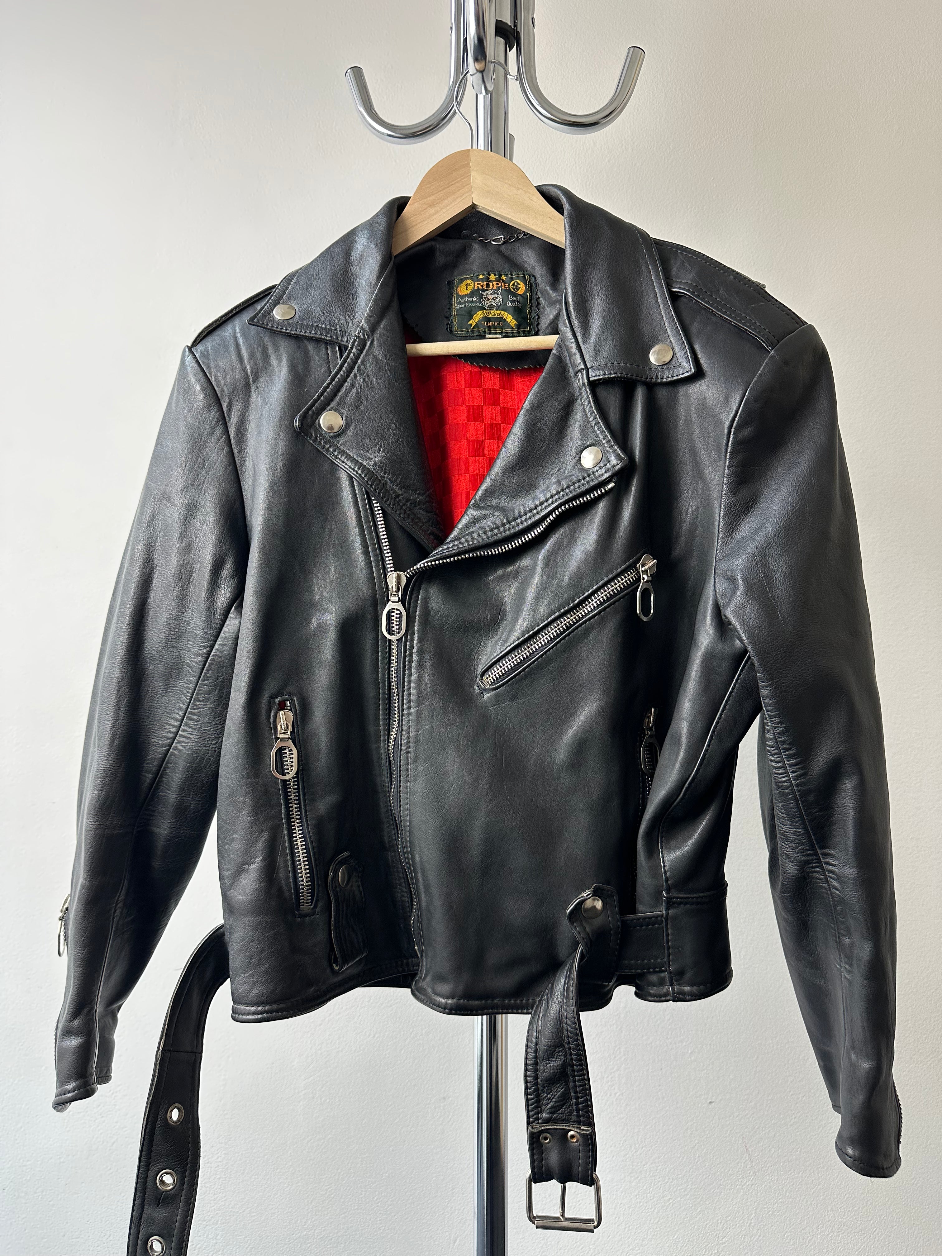 Vintage 1970s 1st Rope Japanese Leather Biker Jacket - size M