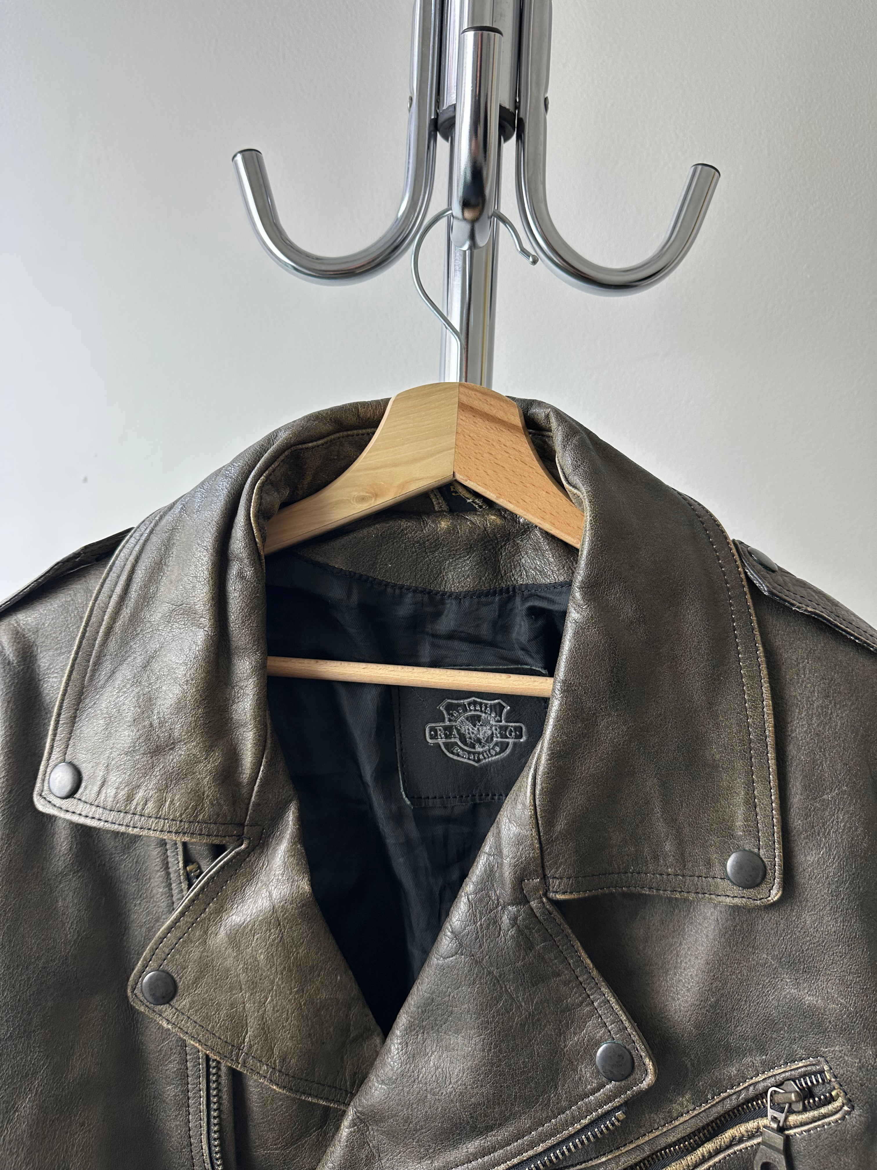 Vintage 1980s/90s  Distressed Leather Biker Jacket - size L