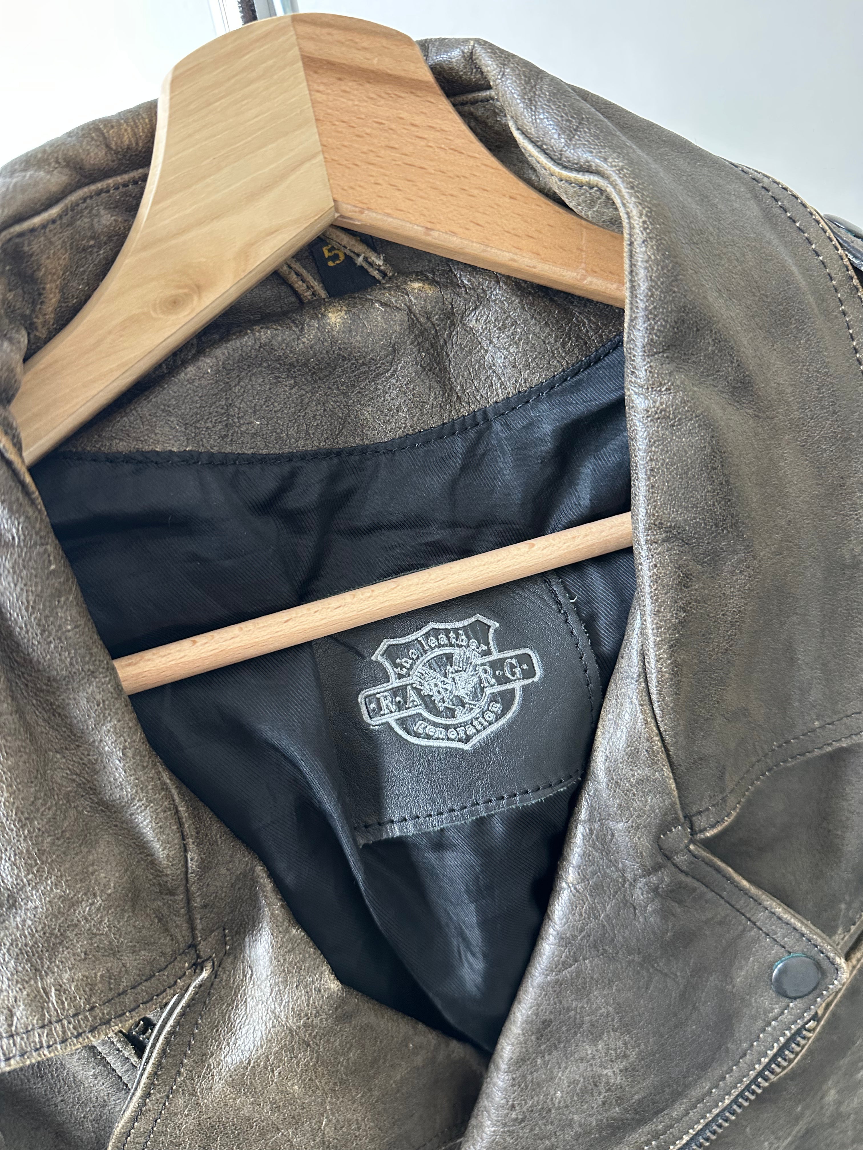 Vintage 1980s/90s  Distressed Leather Biker Jacket - size L