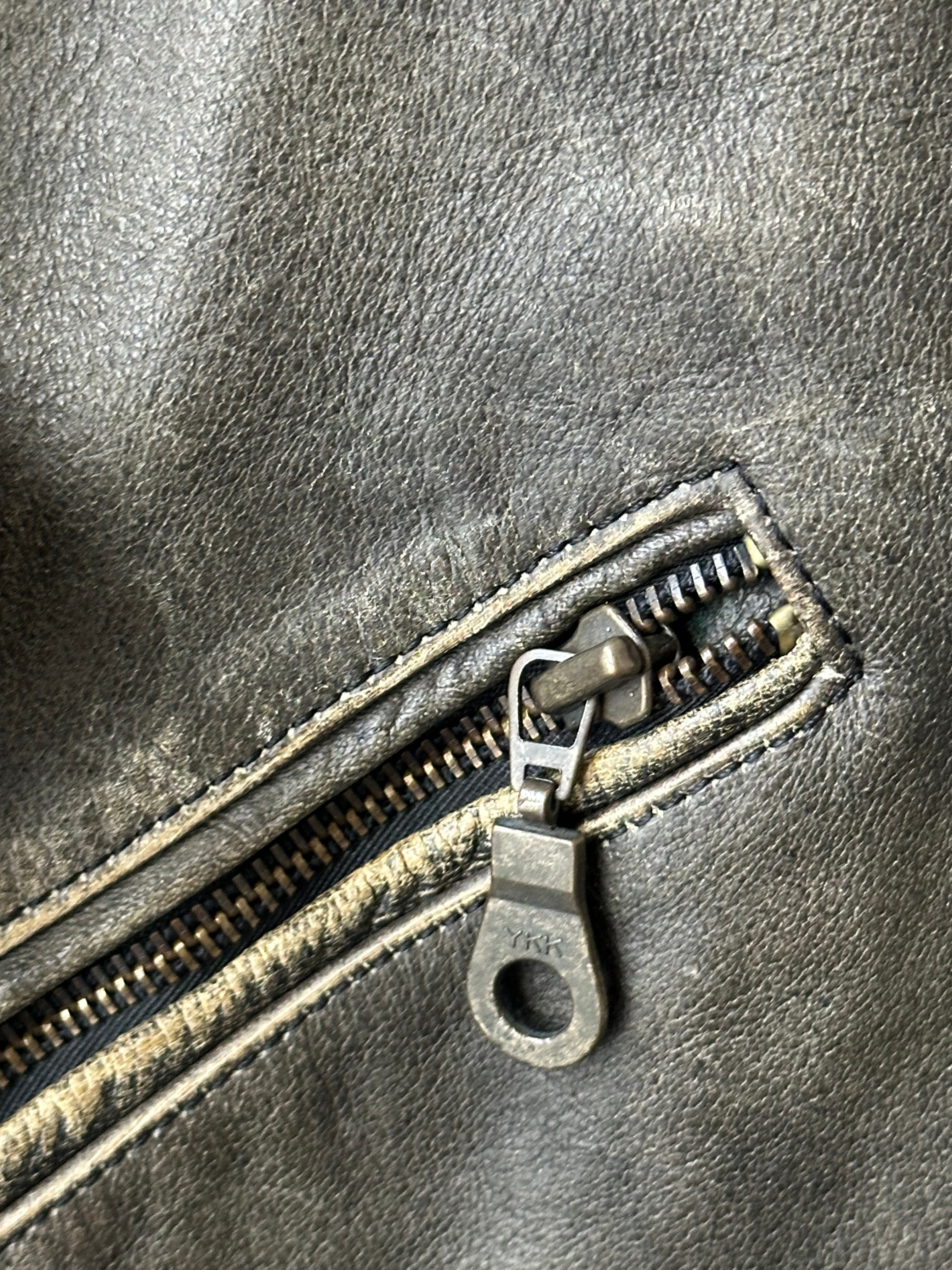 Vintage 1980s/90s  Distressed Leather Biker Jacket - size L