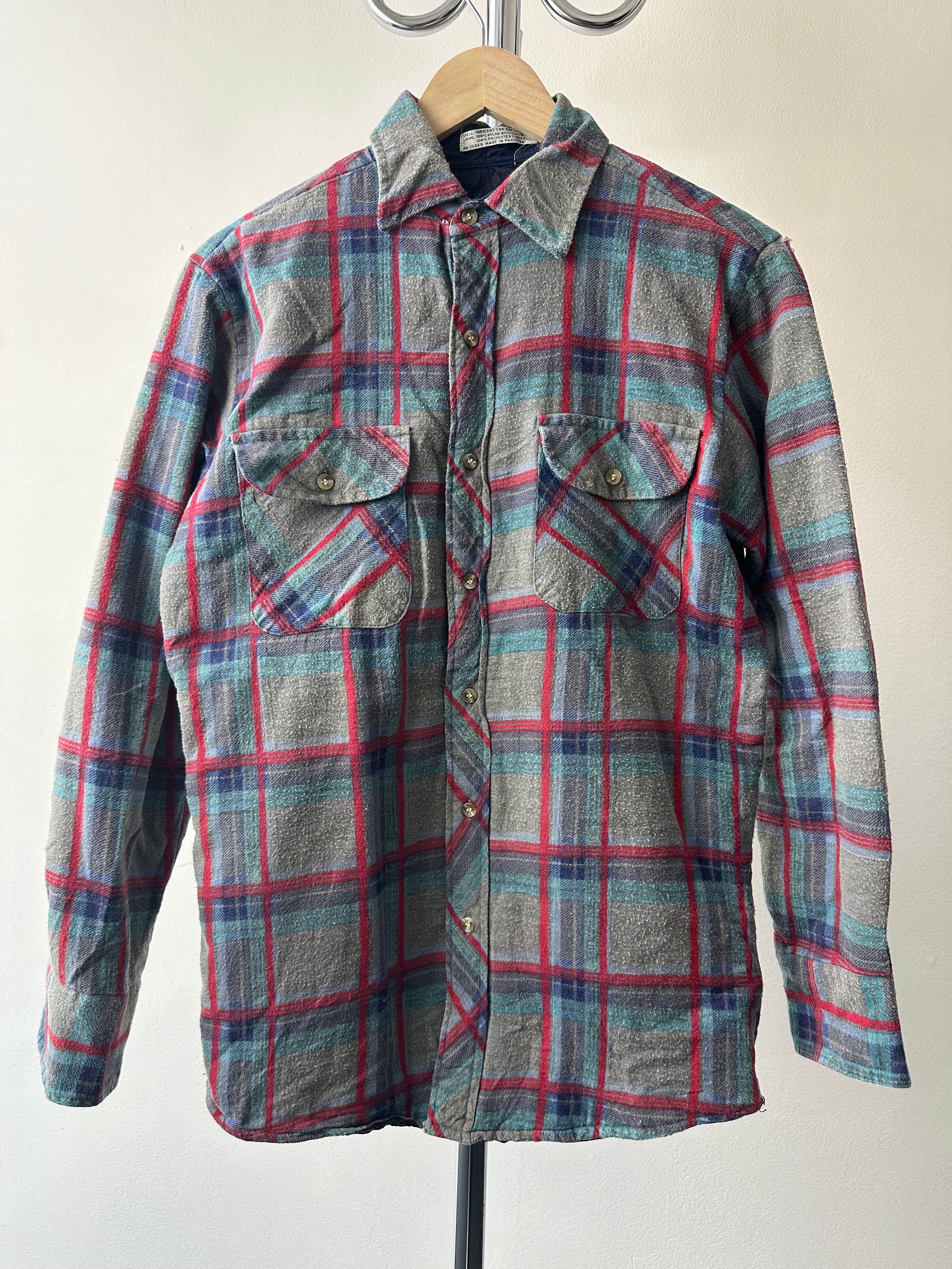 Vintage 1990s Quilted Flannel Shirt - size S