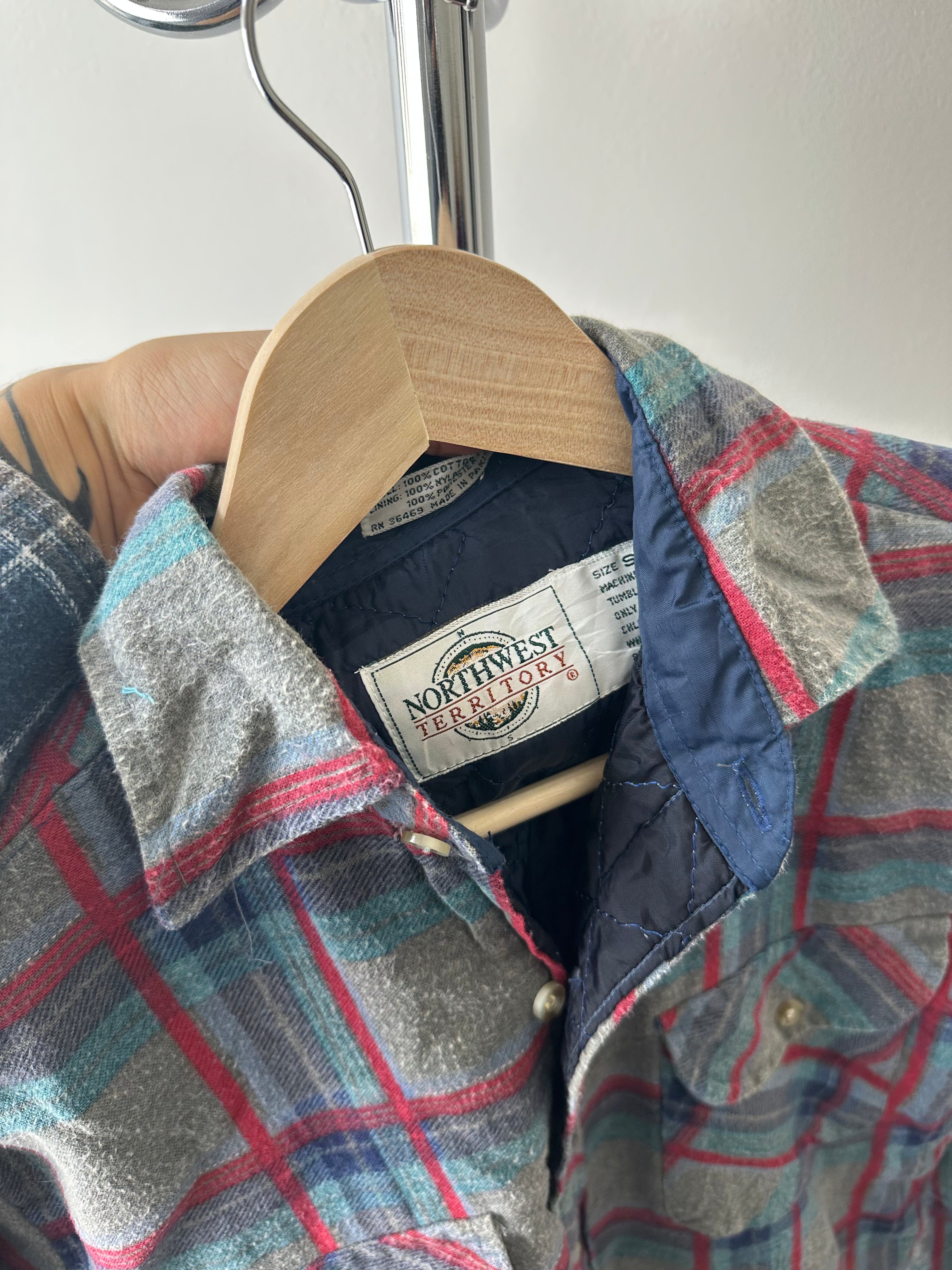 Vintage 1990s Quilted Flannel Shirt - size S