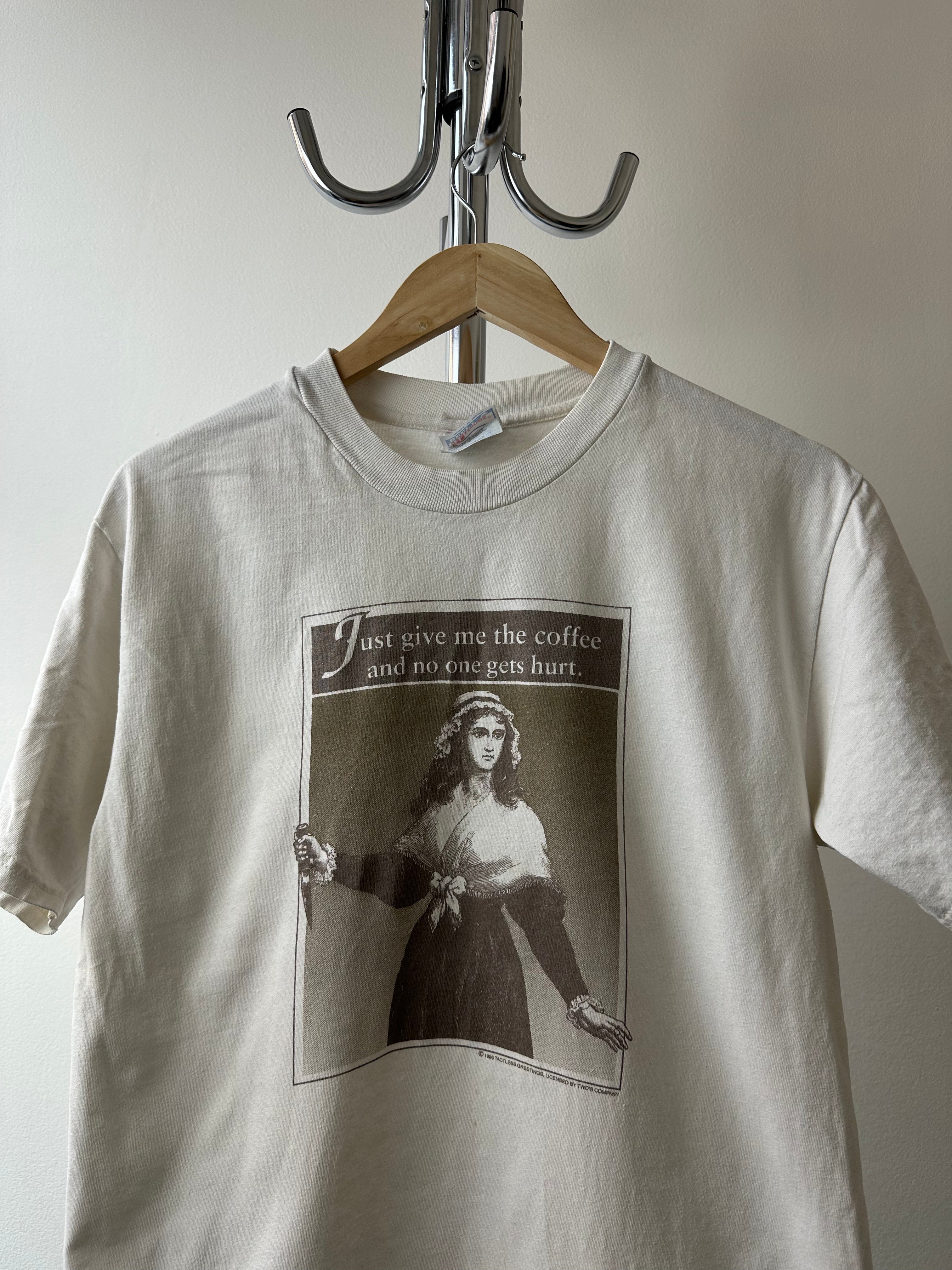 Vintage 1990s "Just Give Me the Coffee” T-shirt - size M