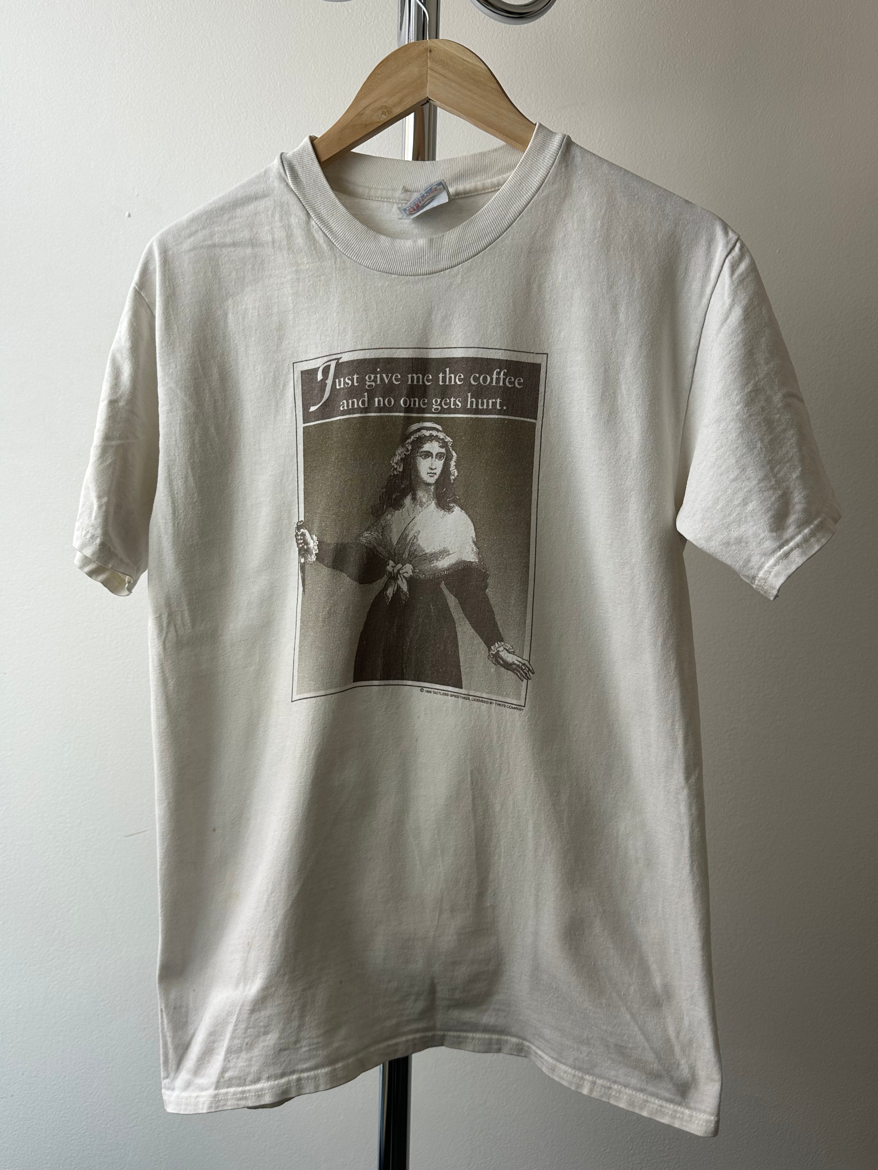 Vintage 1990s "Just Give Me the Coffee” T-shirt - size M