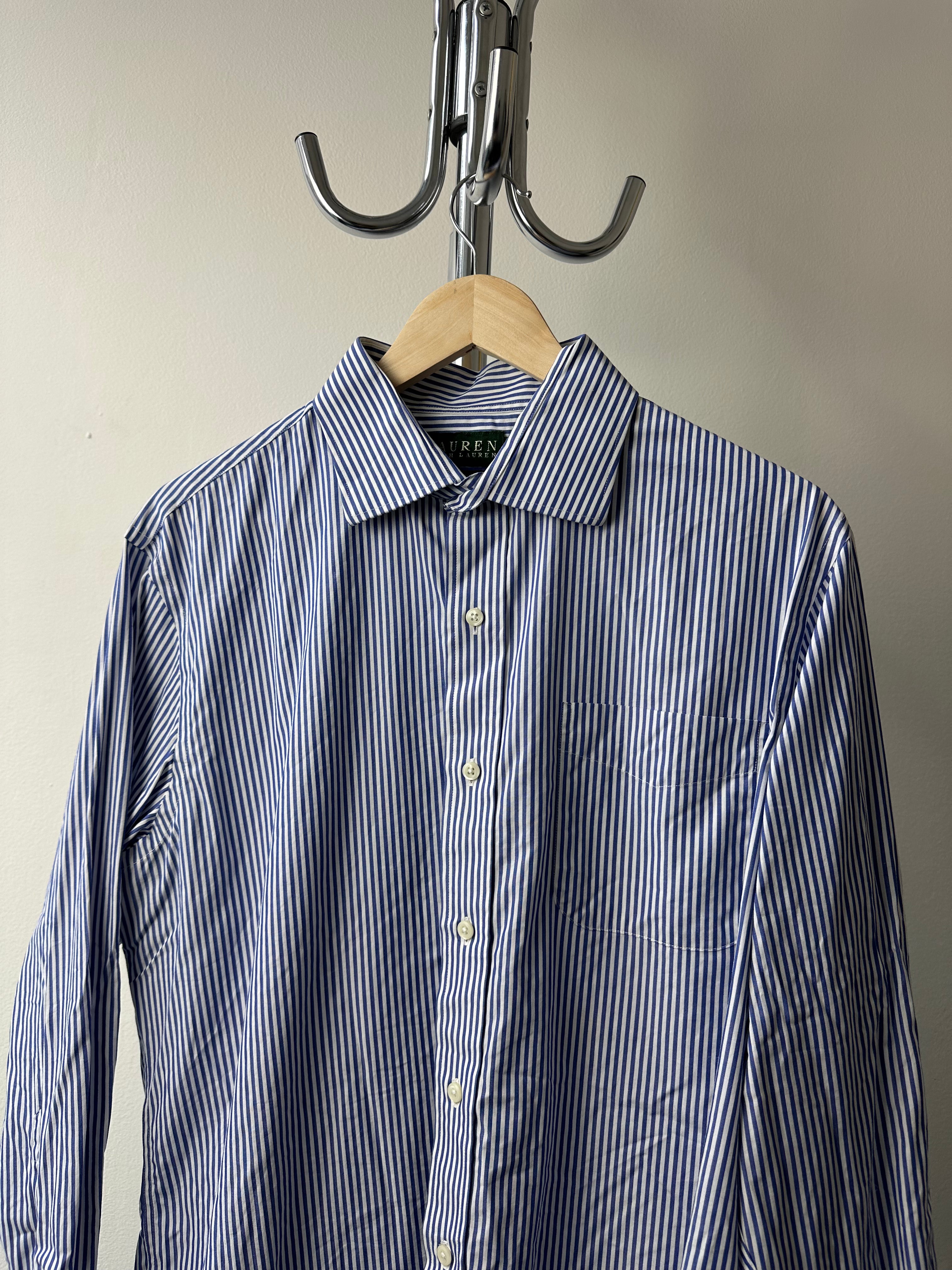 Vintage Ralph Lauren Blue Striped Shirt - size L