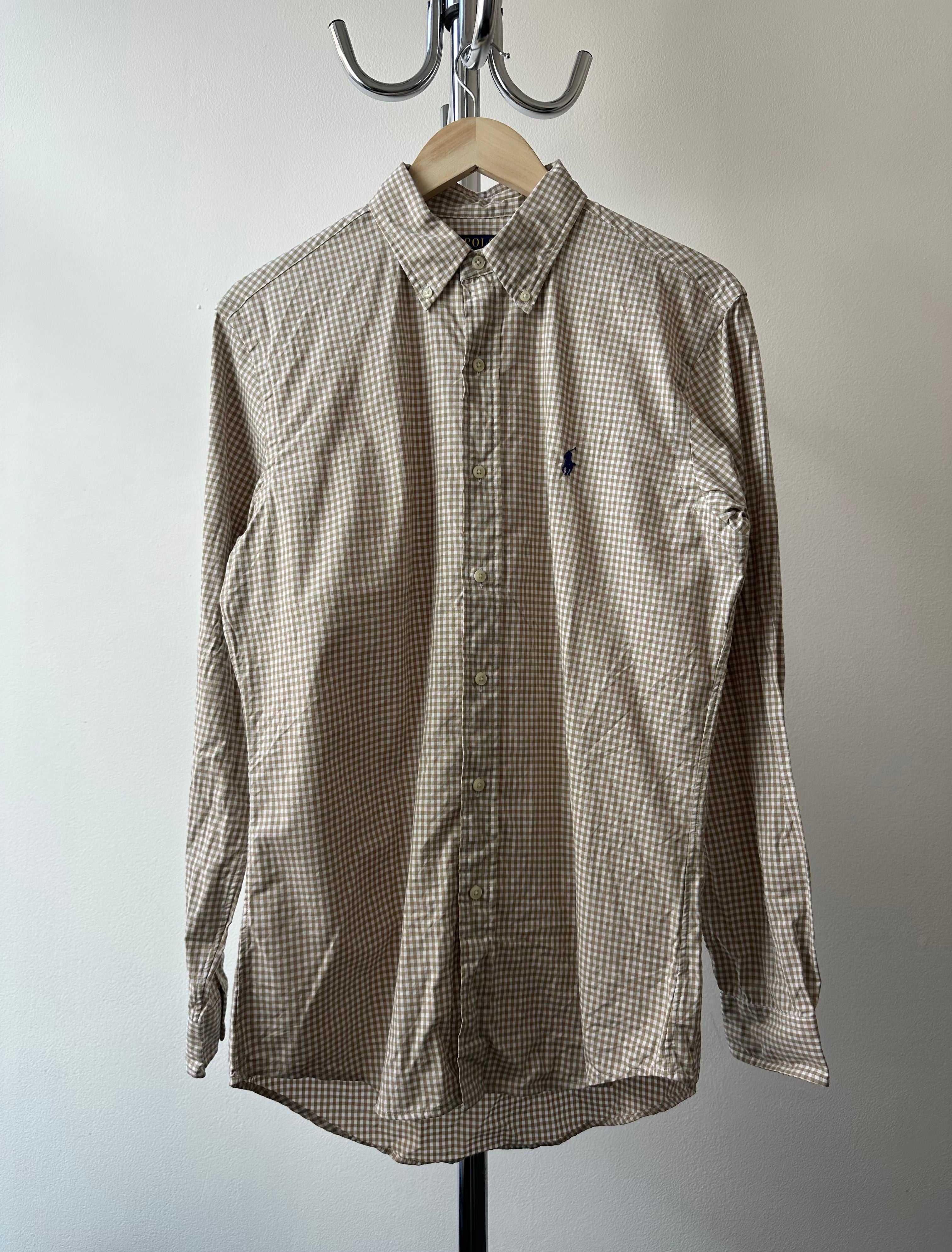 Vintage Polo Ralph Lauren Brown Micro-Check Shirt - size M
