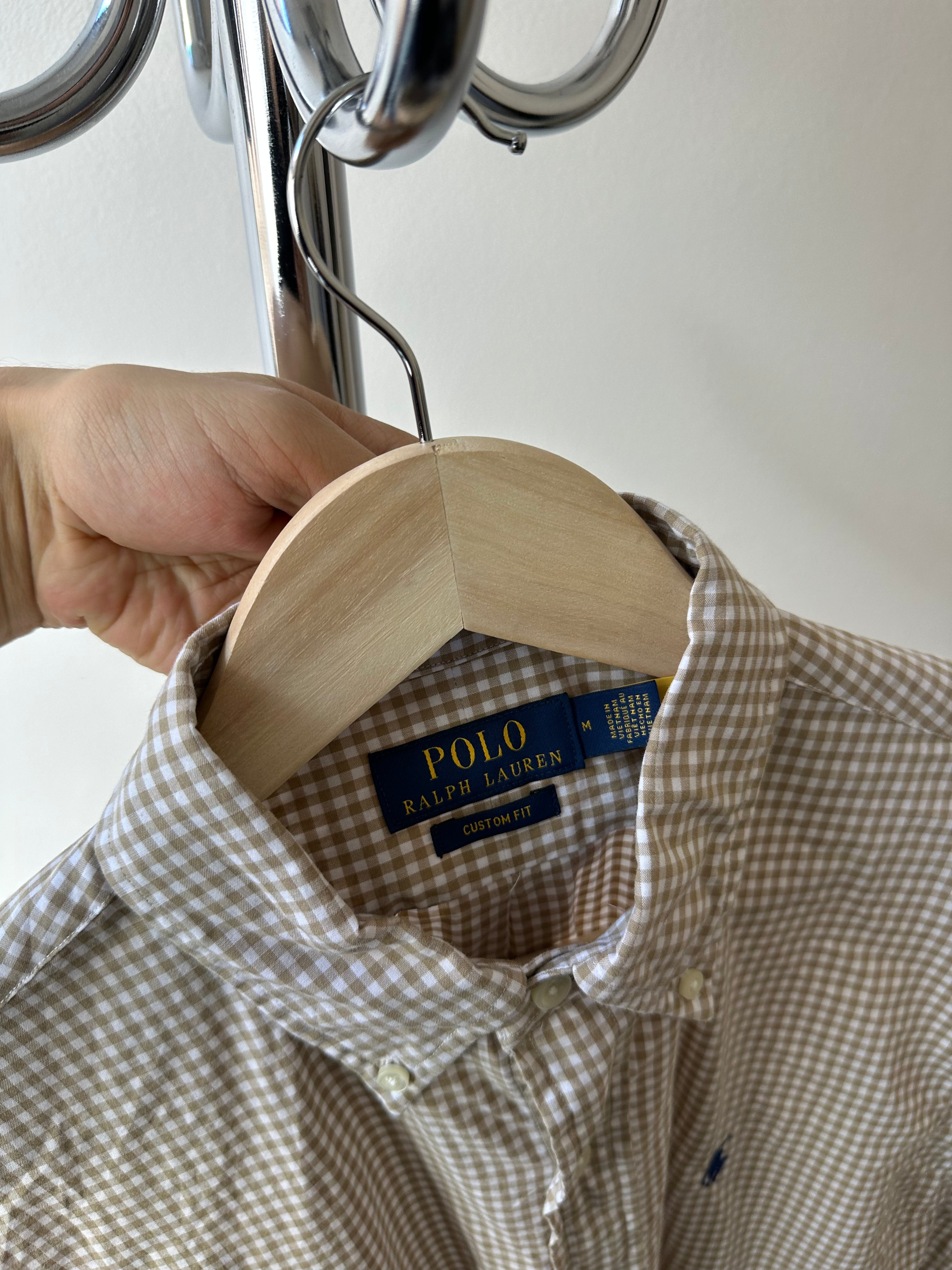 Vintage Polo Ralph Lauren Brown Micro-Check Shirt - size M