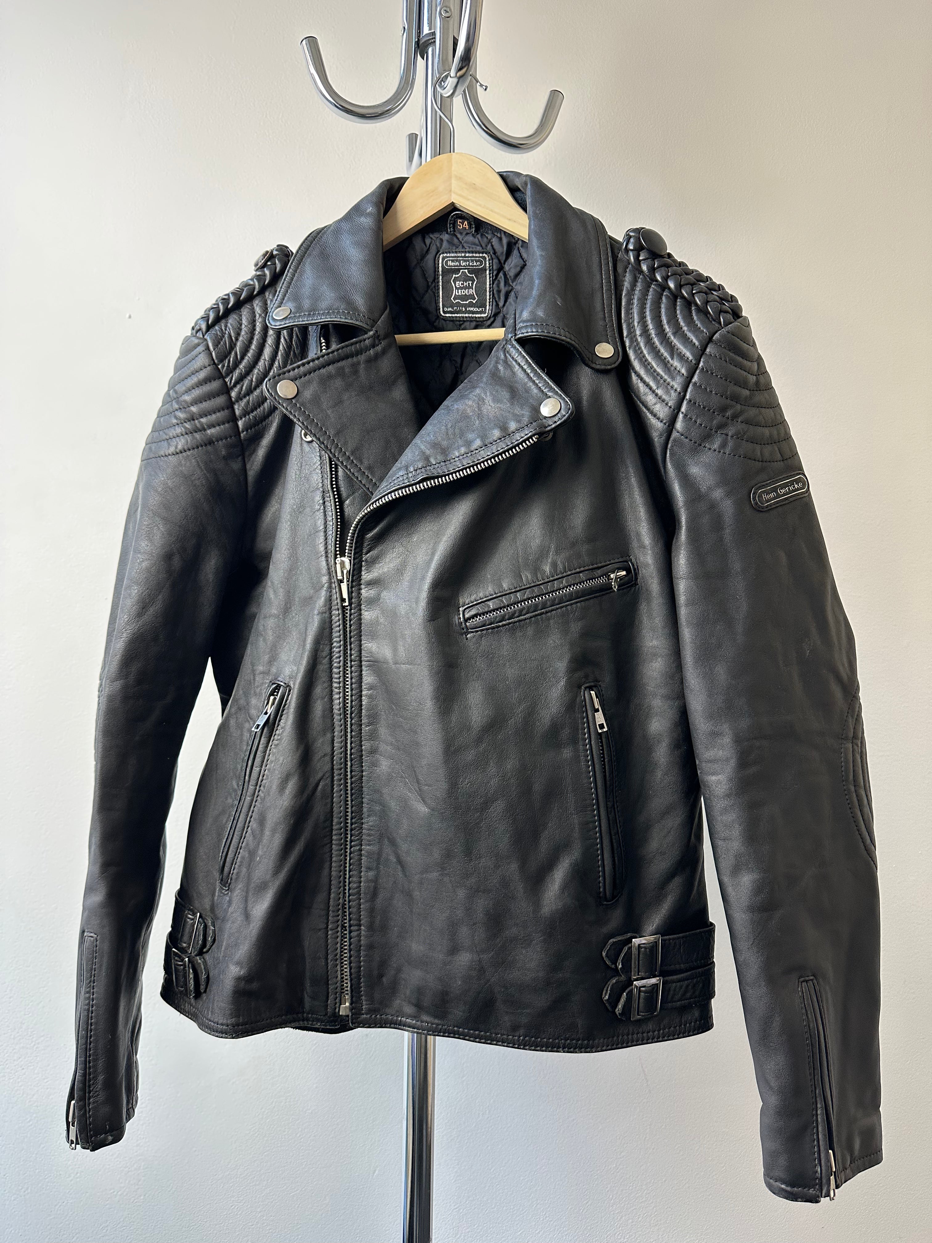 Vintage 1980s Hein Gericke Quilted Leather Biker Jacket - size L/XL