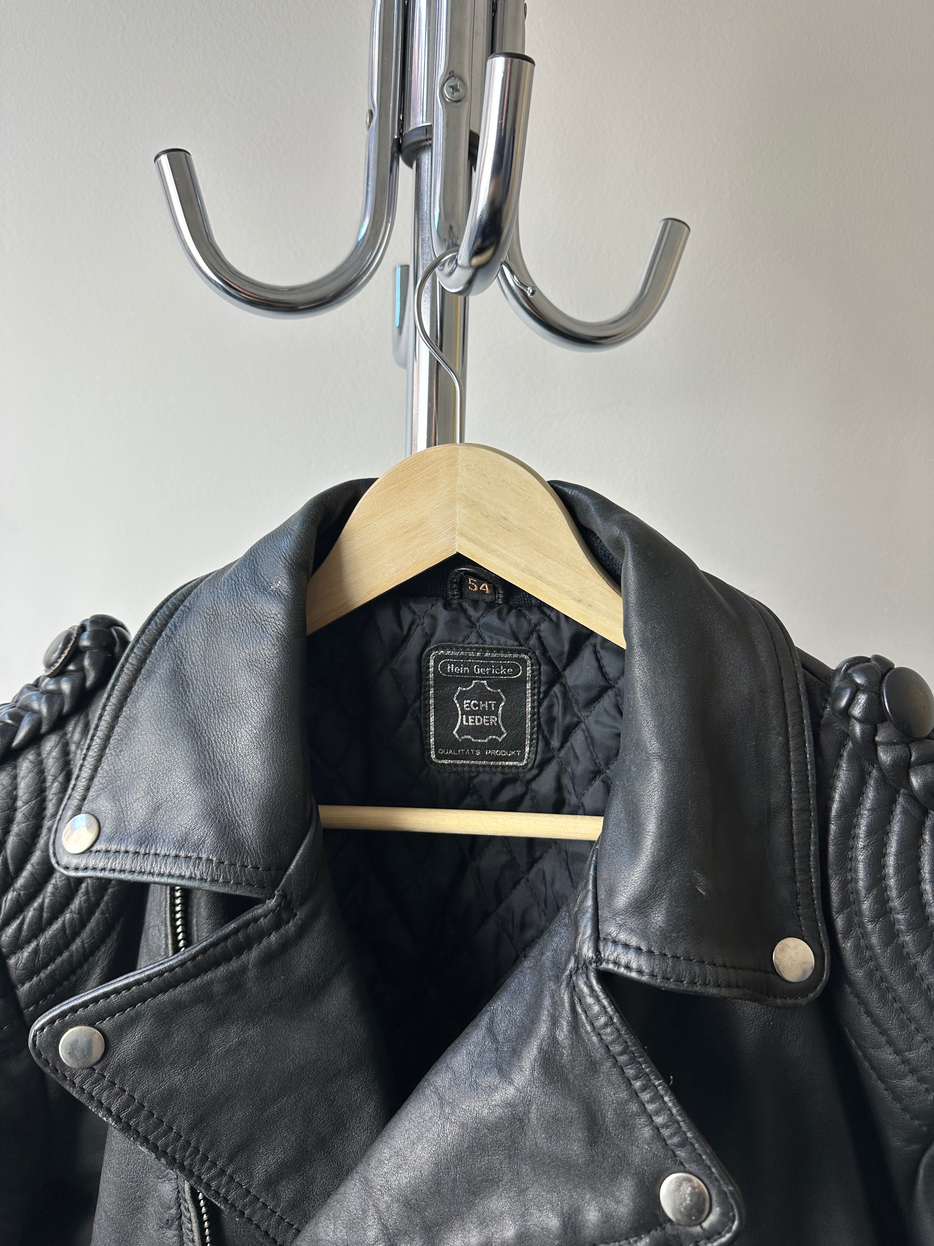 Vintage 1980s Hein Gericke Quilted Leather Biker Jacket - size L/XL