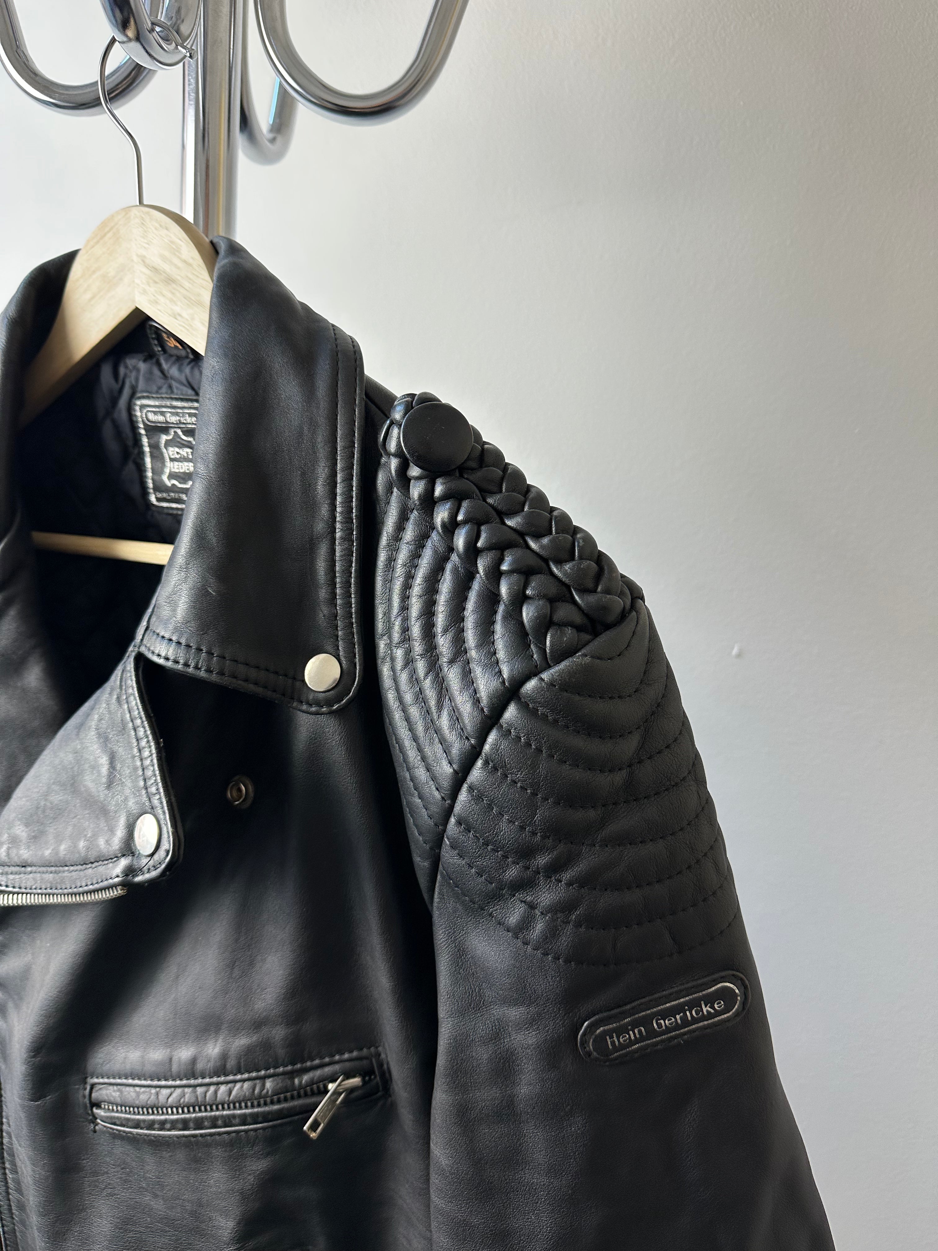 Vintage 1980s Hein Gericke Quilted Leather Biker Jacket - size L/XL