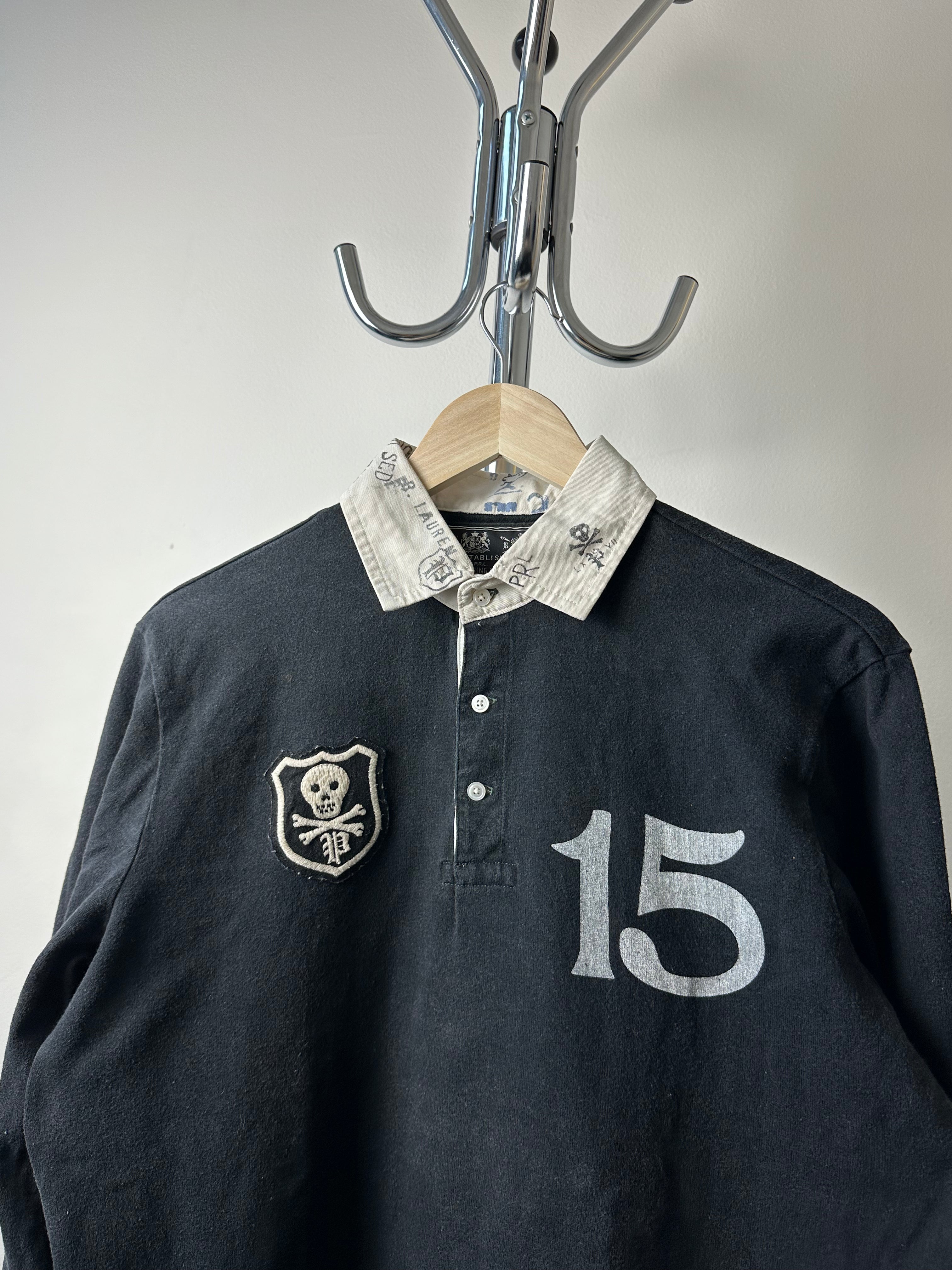 Vintage Polo Ralph Lauren Rugby Shirt "Skull & No.15" - size M/L