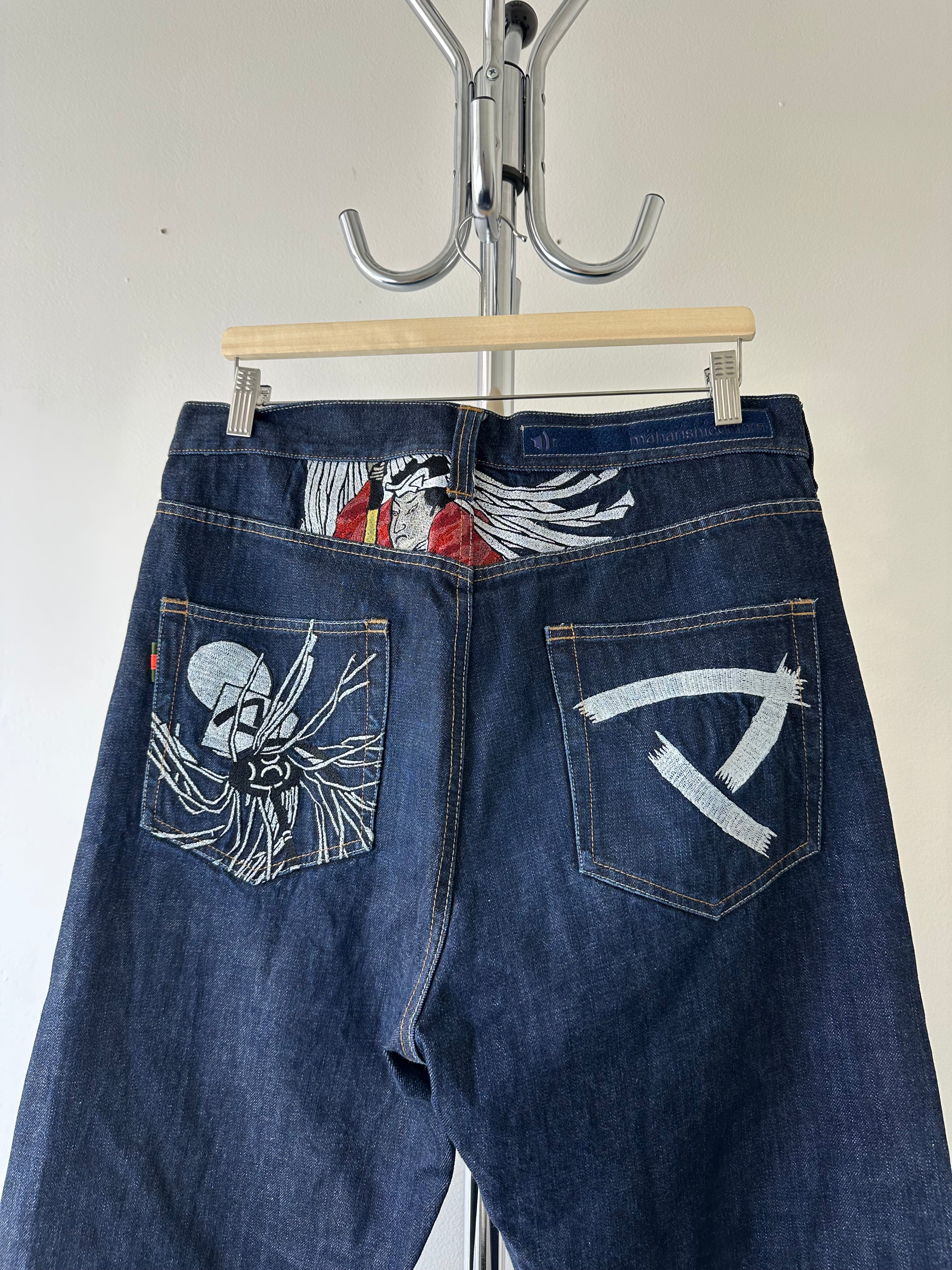 Maharishi "Samurai"Embroidered Raw Denim Pants - size 32x32