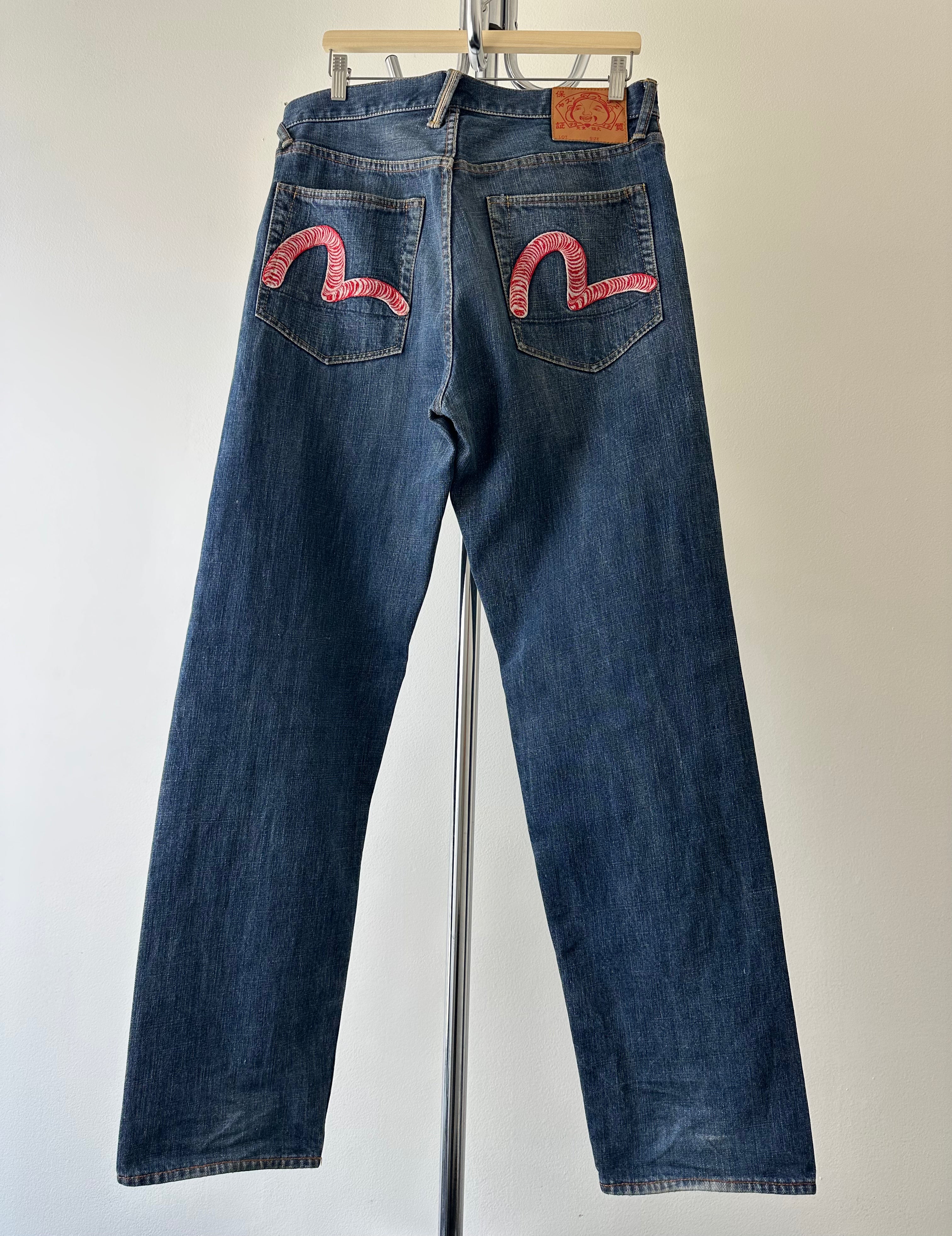 Vintage Evisu Embroidery Denim Pants - size 34 x 32