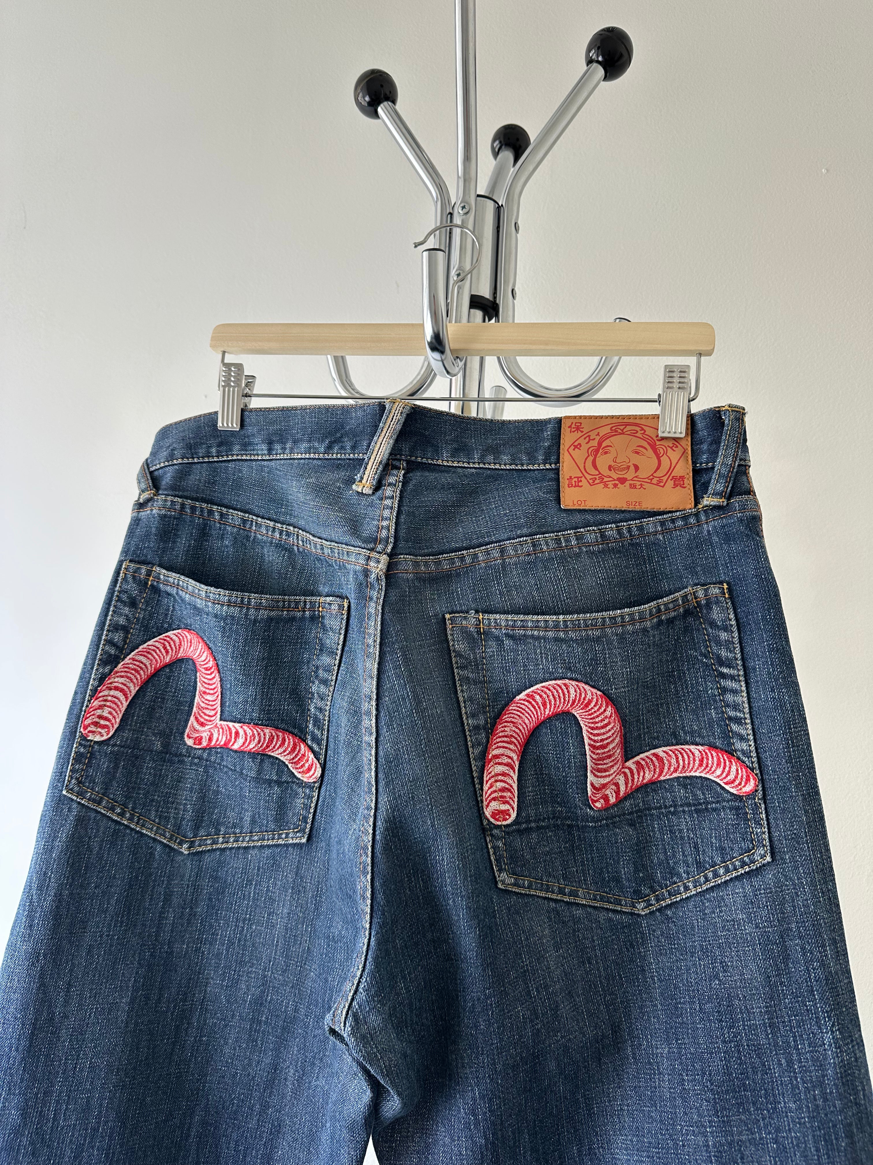 Vintage Evisu Embroidery Denim Pants - size 34 x 32