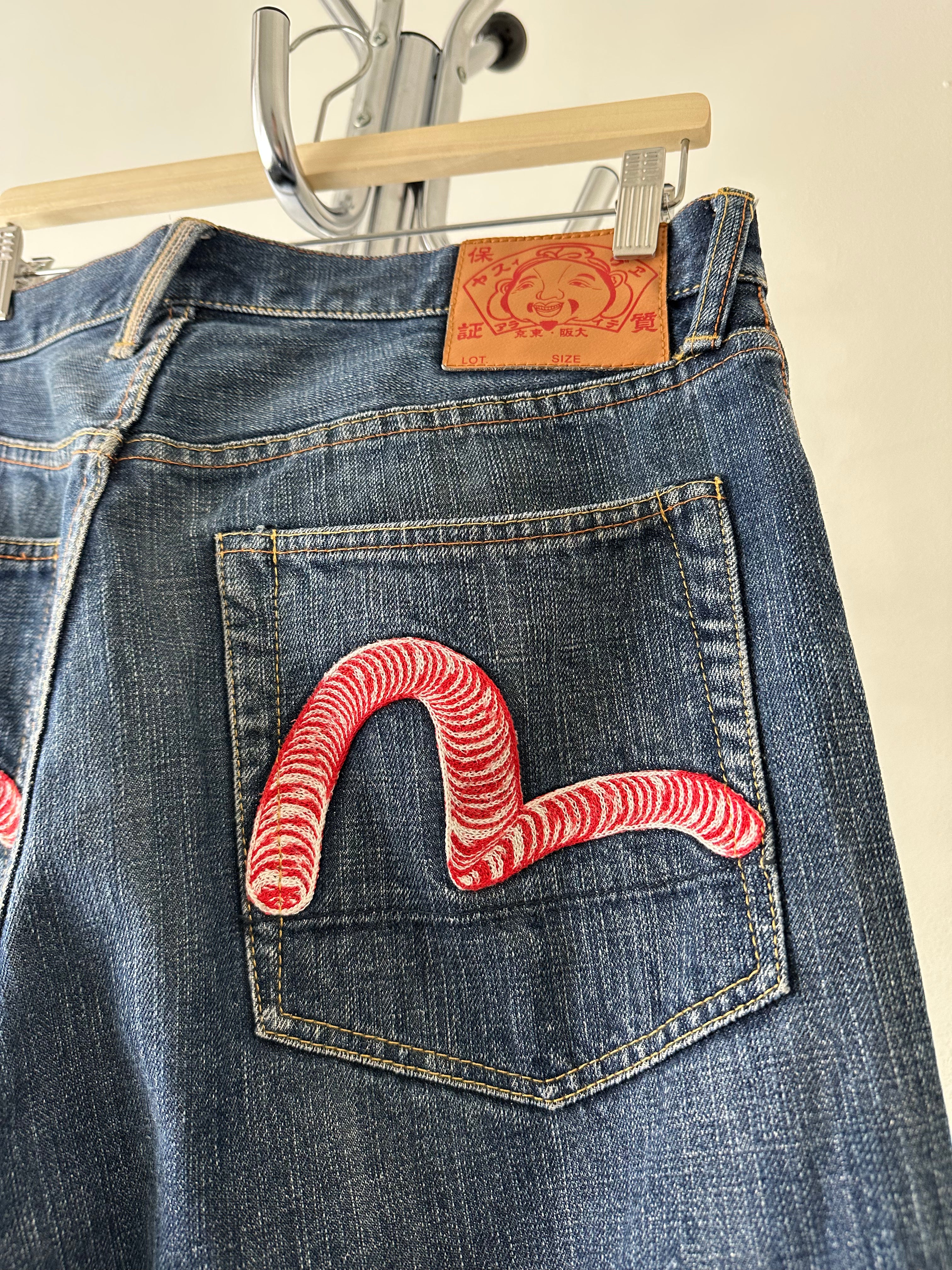 Vintage Evisu Embroidery Denim Pants - size 34 x 32