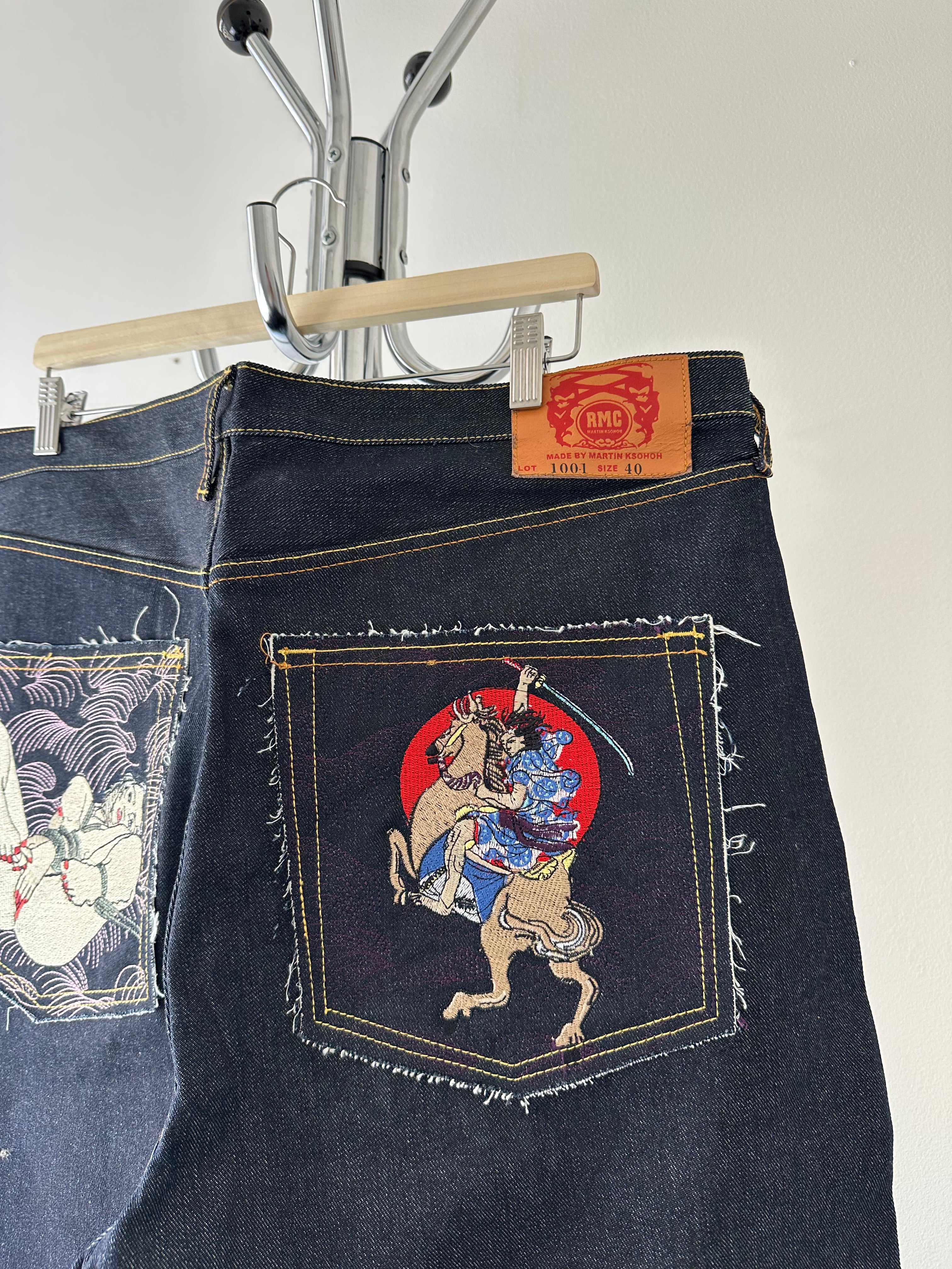 RMC Martin Ksohoh Embroidered Denim Pants - size 40x36