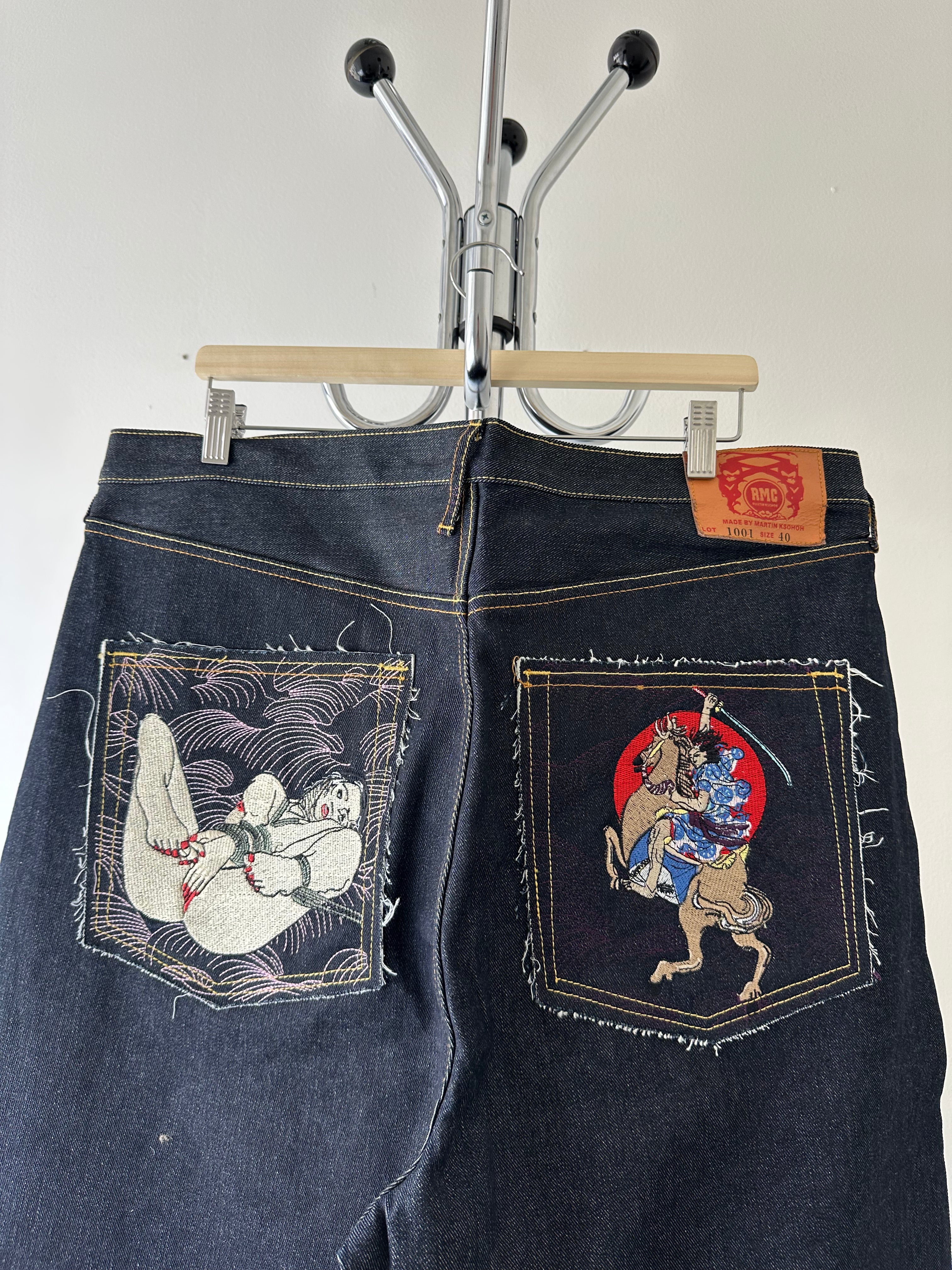 RMC Martin Ksohoh Embroidered Denim Pants - size 40x36