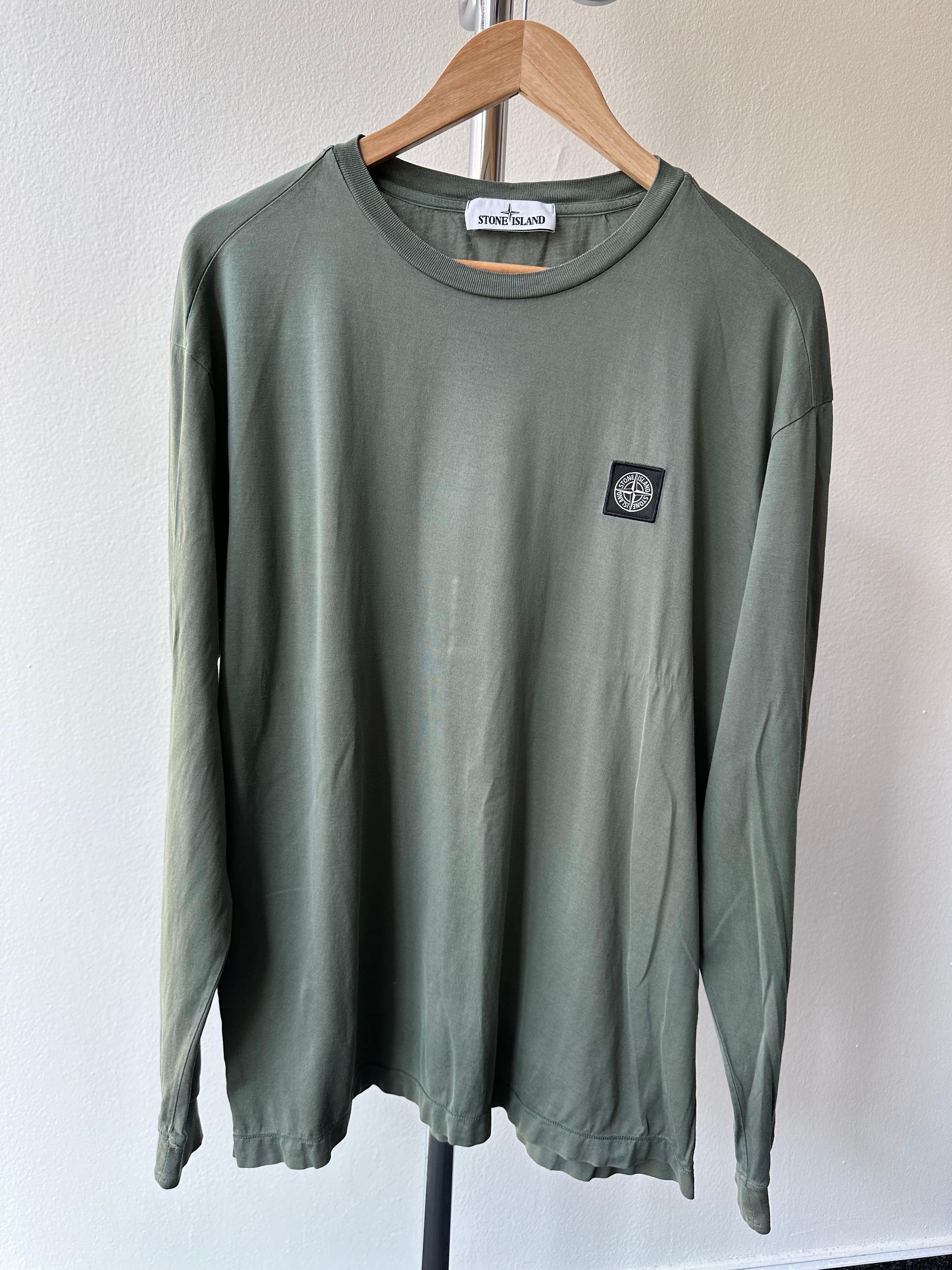 Stone Island Green Longsleeve Logo Embroidery T-shirt - size XL