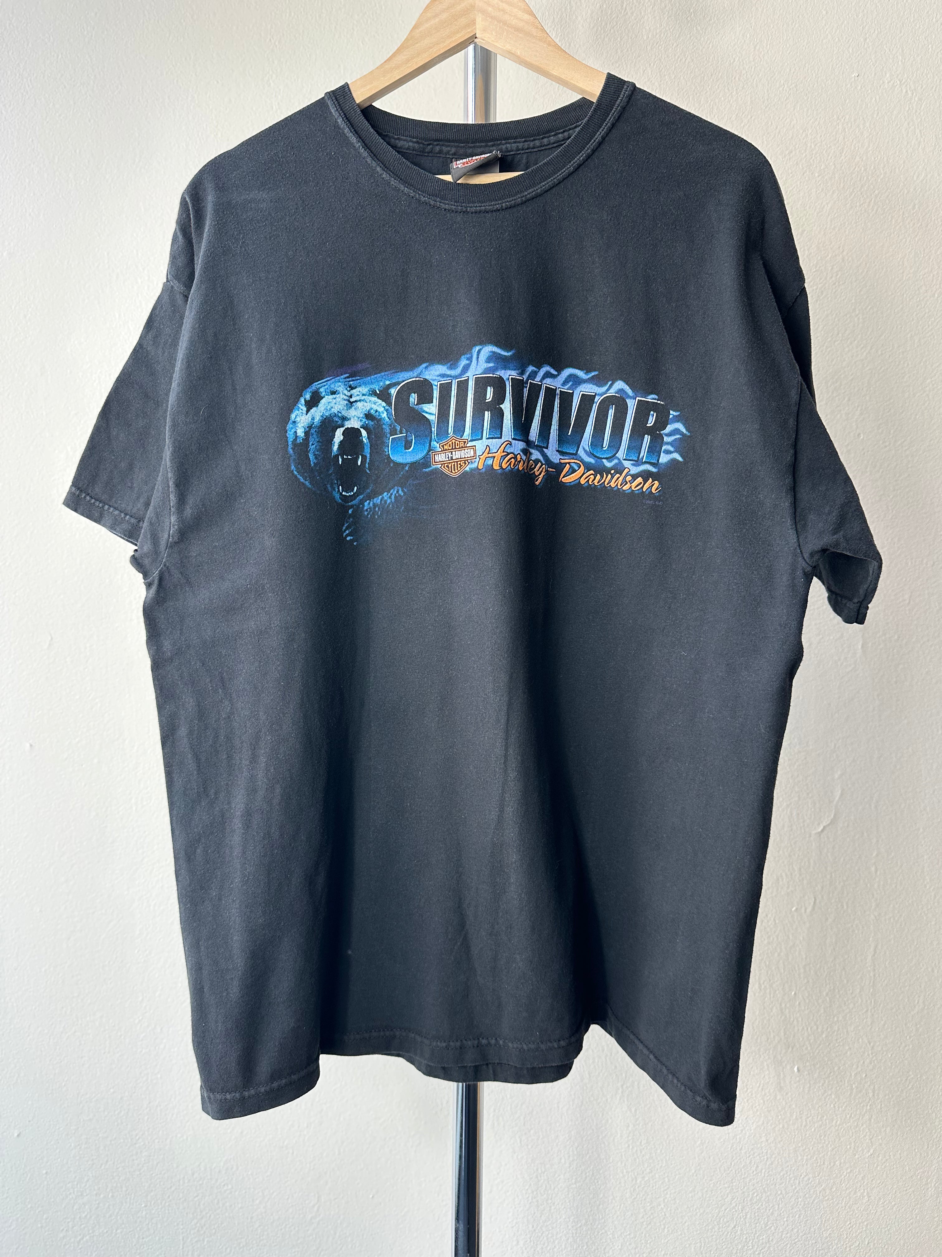 Vintage Harley Davidson "Survivor" Flames T-shirt - size XL